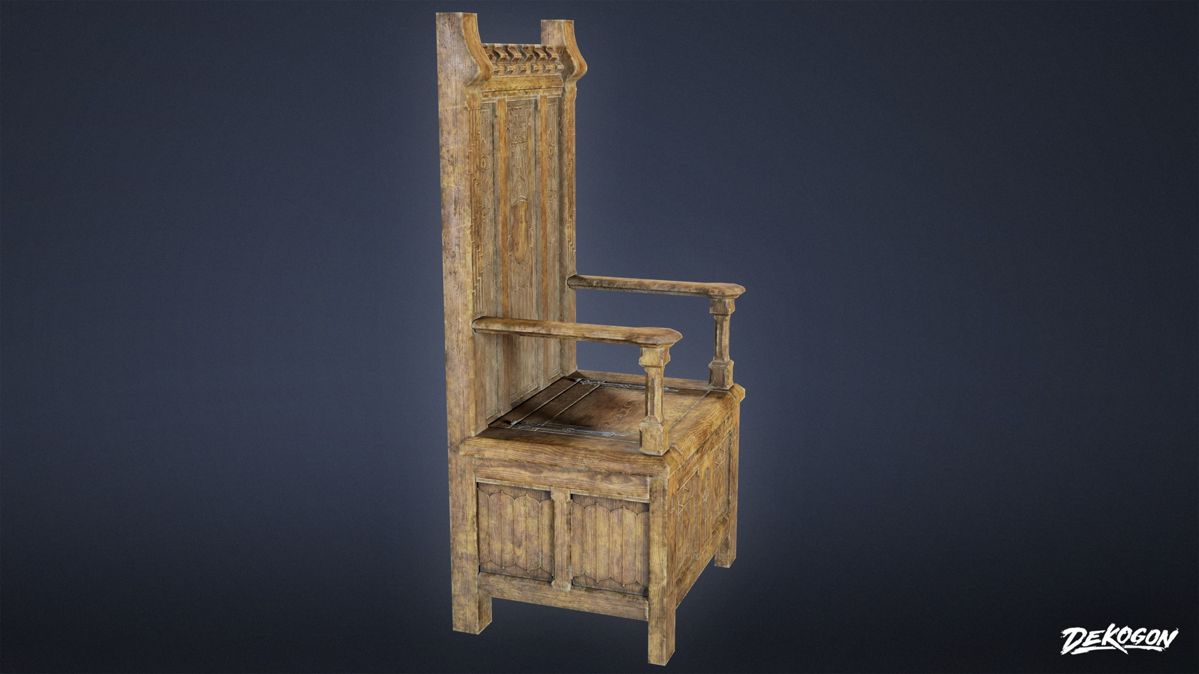 MEDIEVAL - Chair 19 - LOW POLY Low-poly 3D model_2