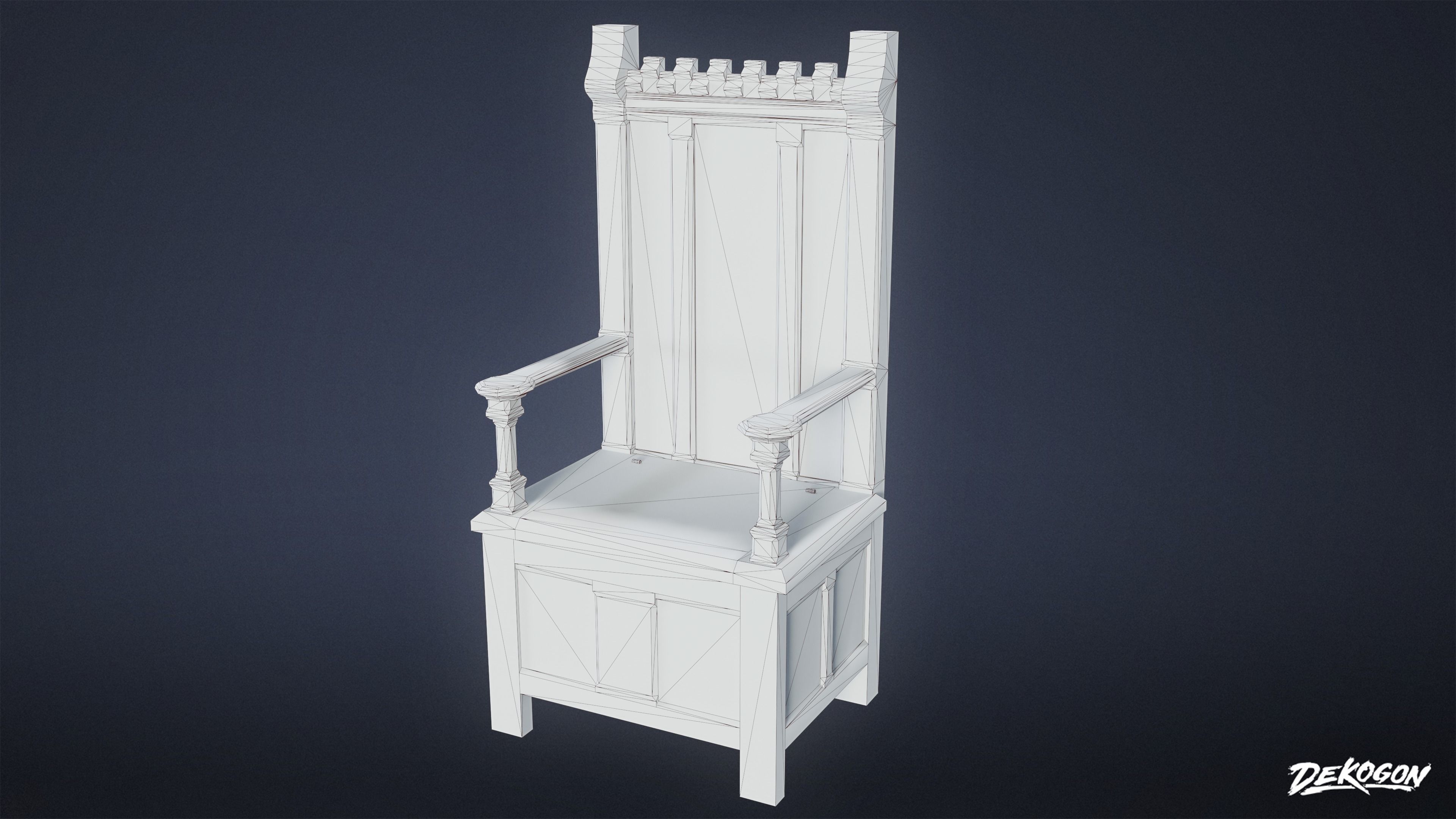 MEDIEVAL - Chair 19 - LOW POLY Low-poly 3D model_8