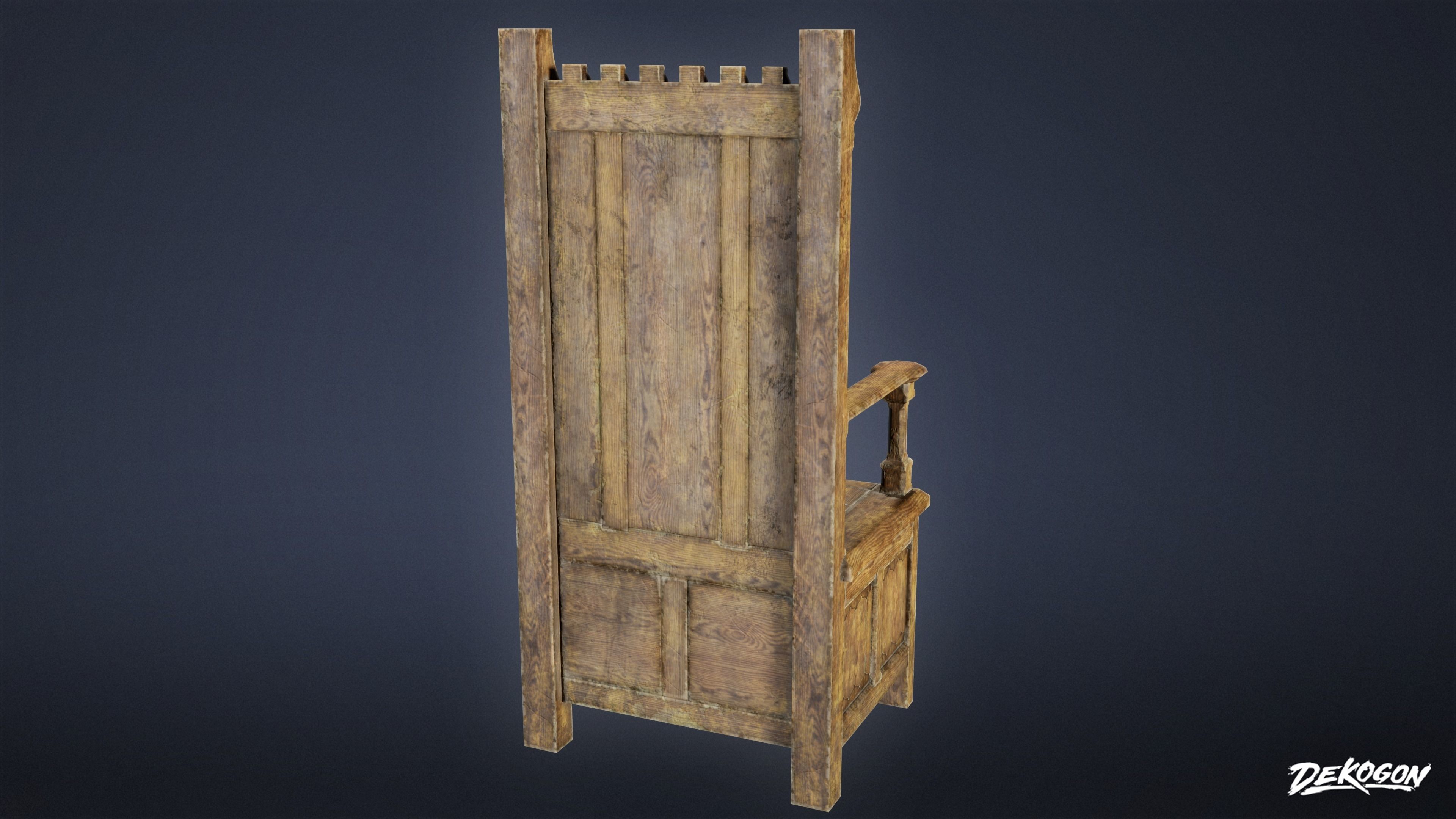 MEDIEVAL - Chair 19 - LOW POLY Low-poly 3D model_1