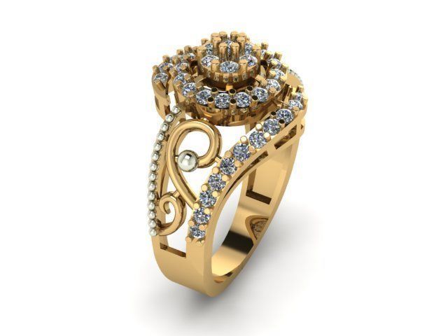 stylish ring for daimonds 3D print model_6