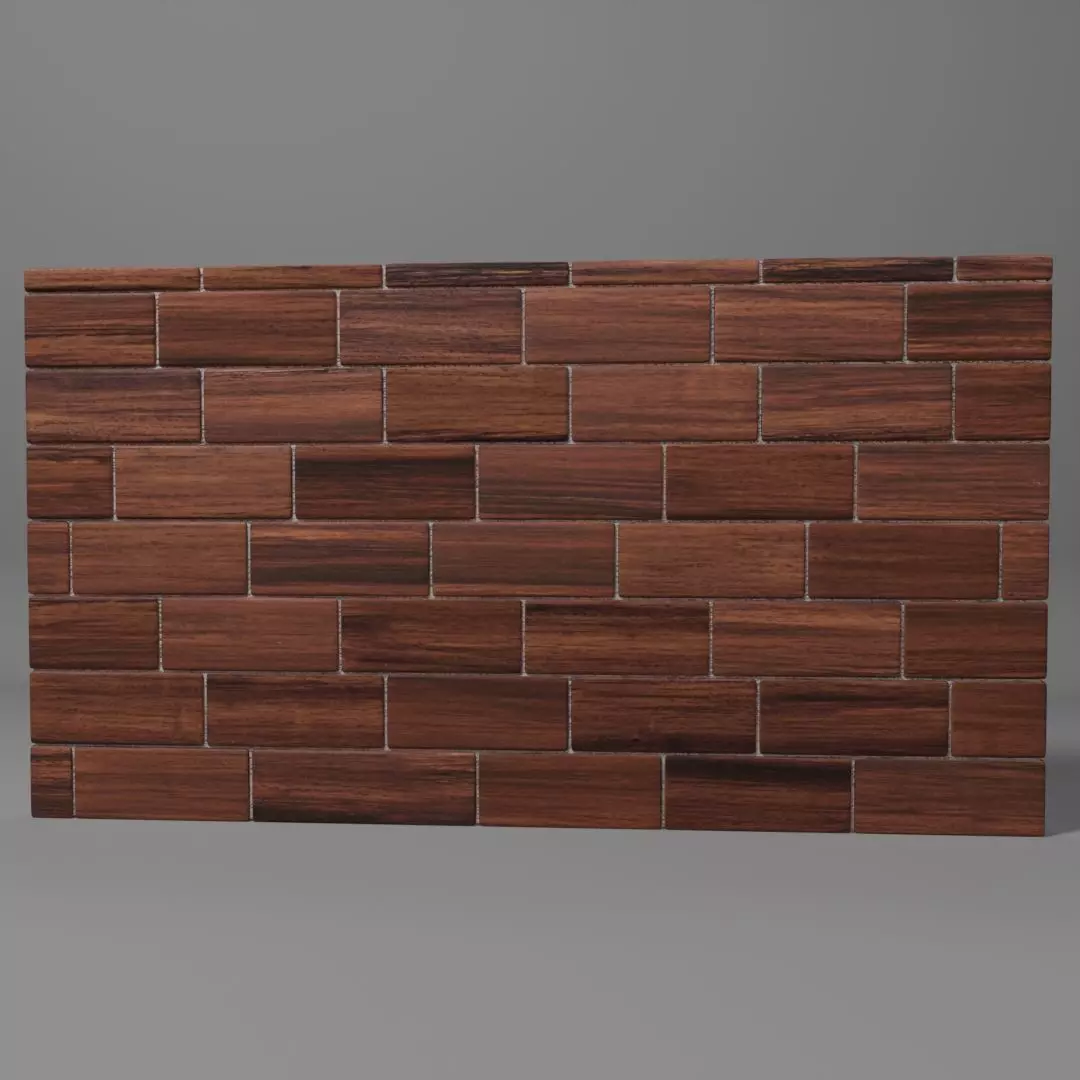 Redwood Wood Mosaic Tile wall panel Free low-poly 3D model