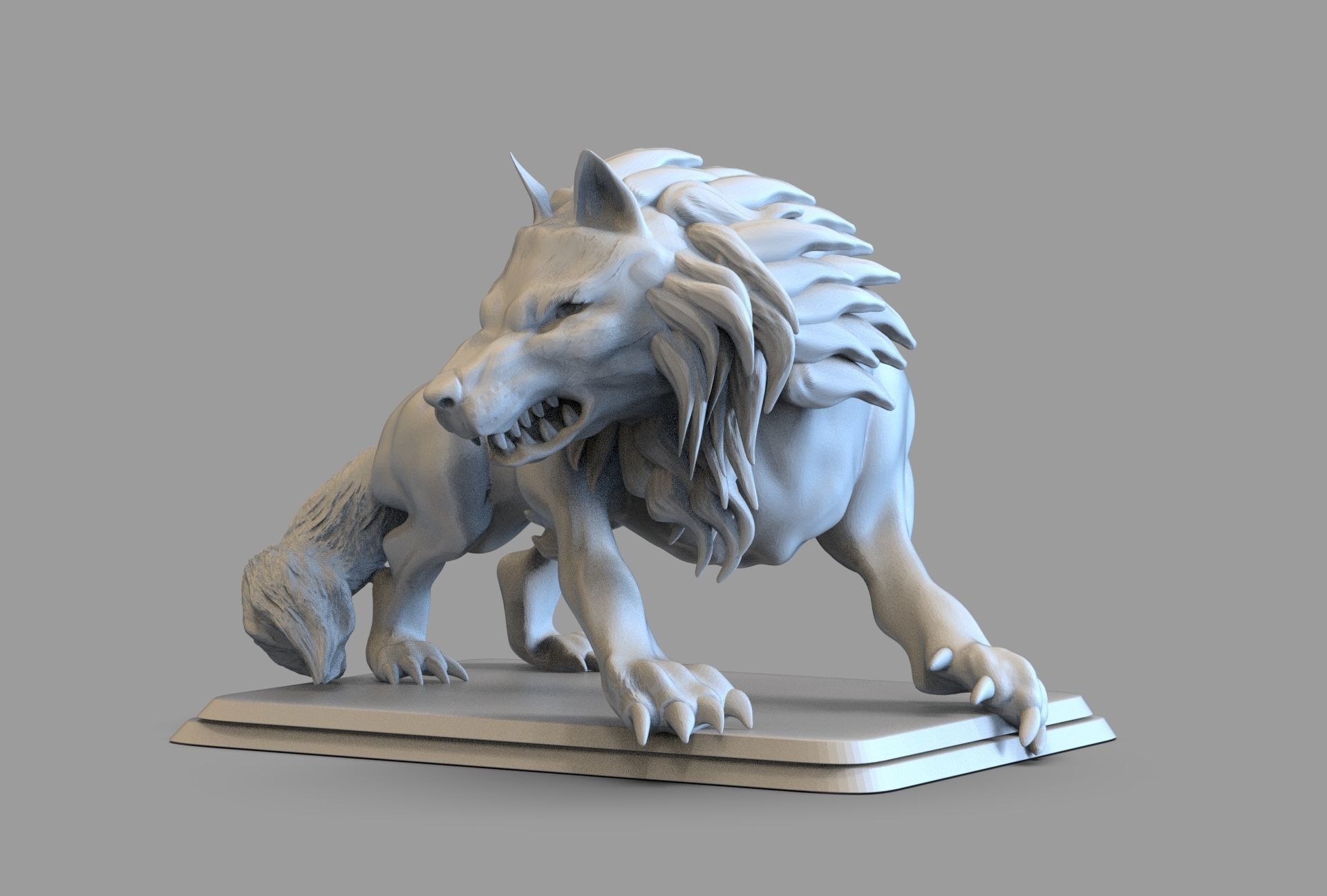 Wolf Sculpture 3D print model_4