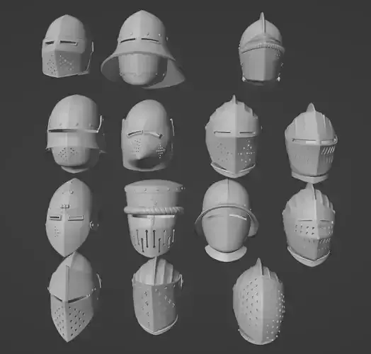 14 MEDIEVAL HELMETS PACK  WEARABLE 3D print model