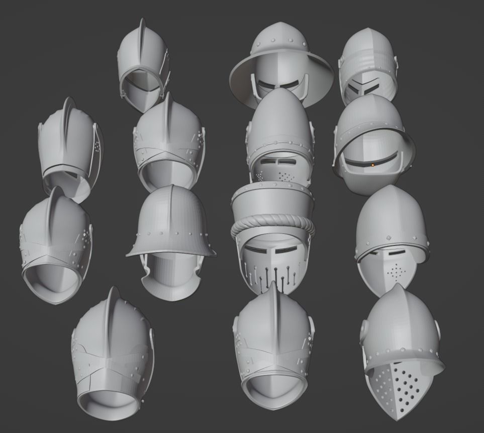 14 MEDIEVAL HELMETS PACK  WEARABLE 3D print model_1