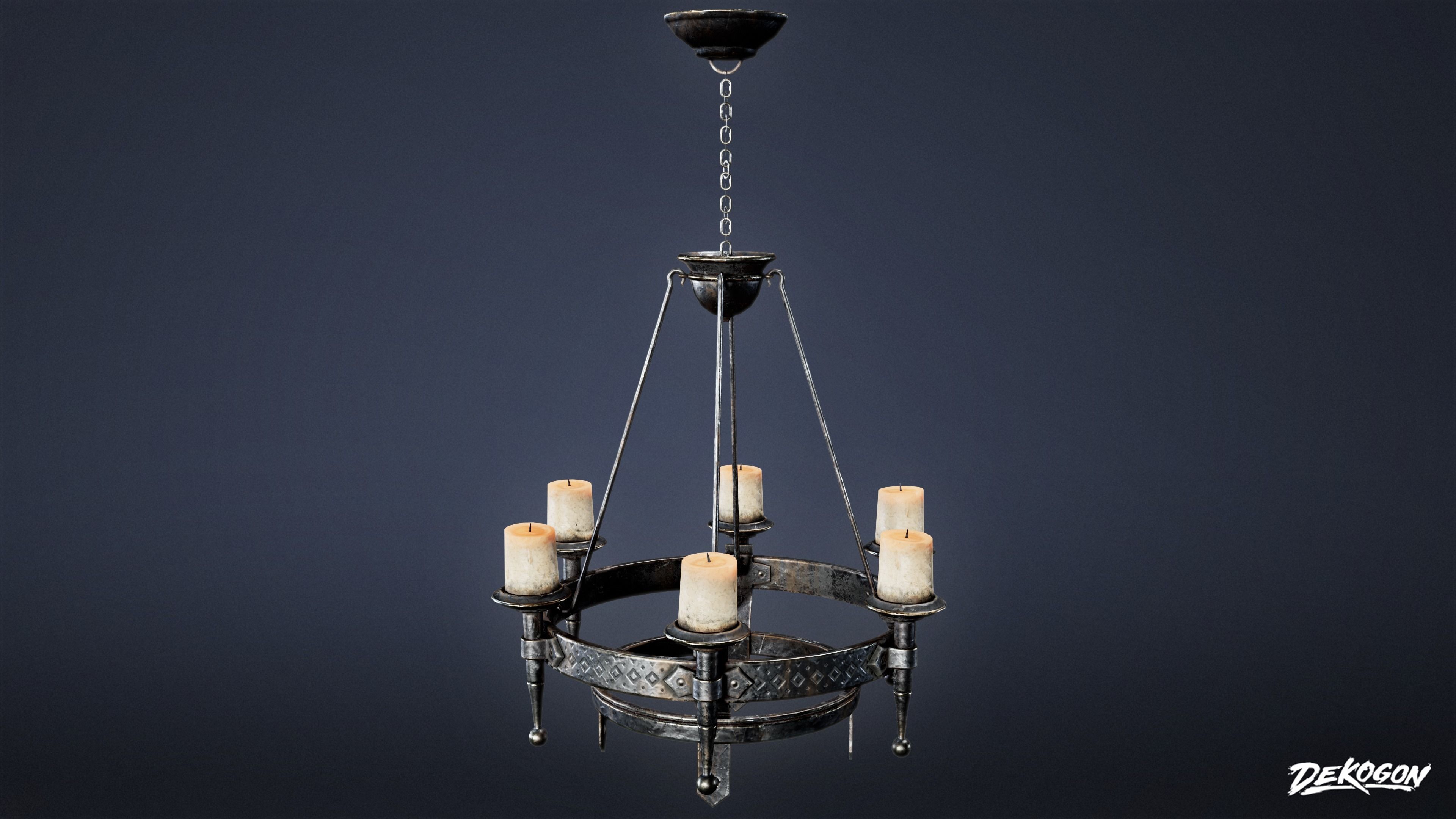 MEDIEVAL - Chandelier 02 - LOW POLY Low-poly 3D model_2