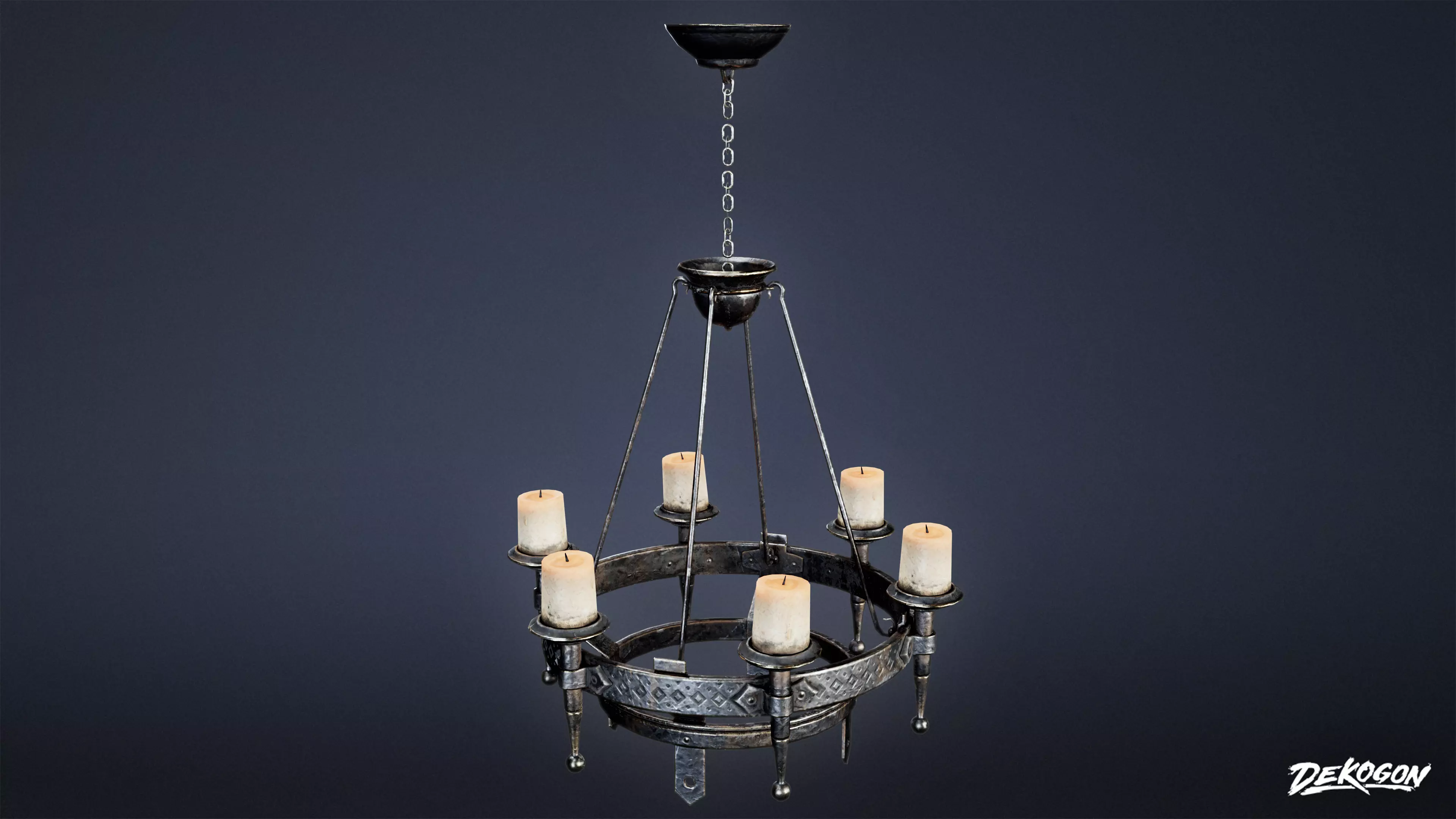 MEDIEVAL - Chandelier 02 - LOW POLY Low-poly 3D model_0
