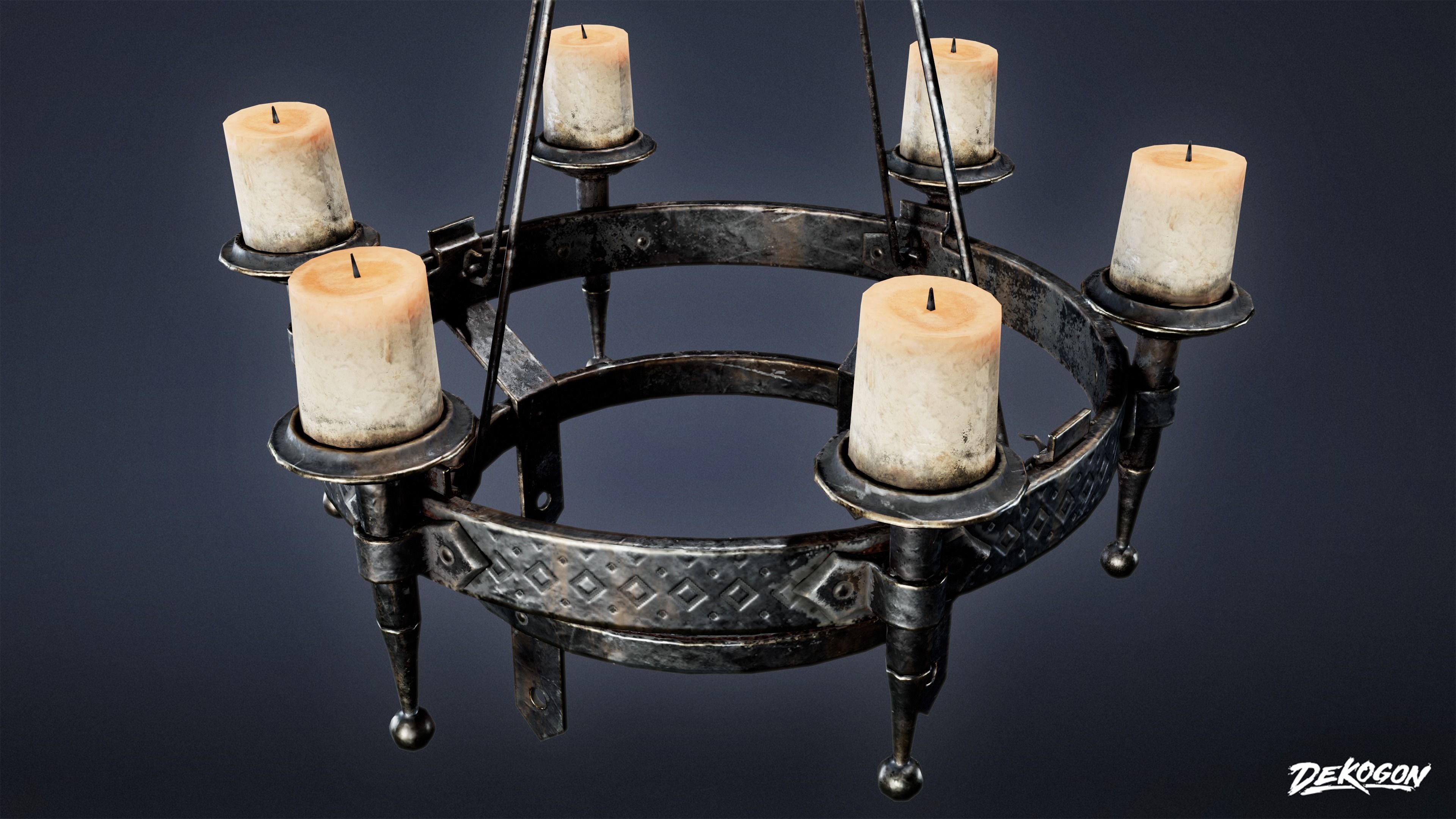 MEDIEVAL - Chandelier 02 - LOW POLY Low-poly 3D model_4