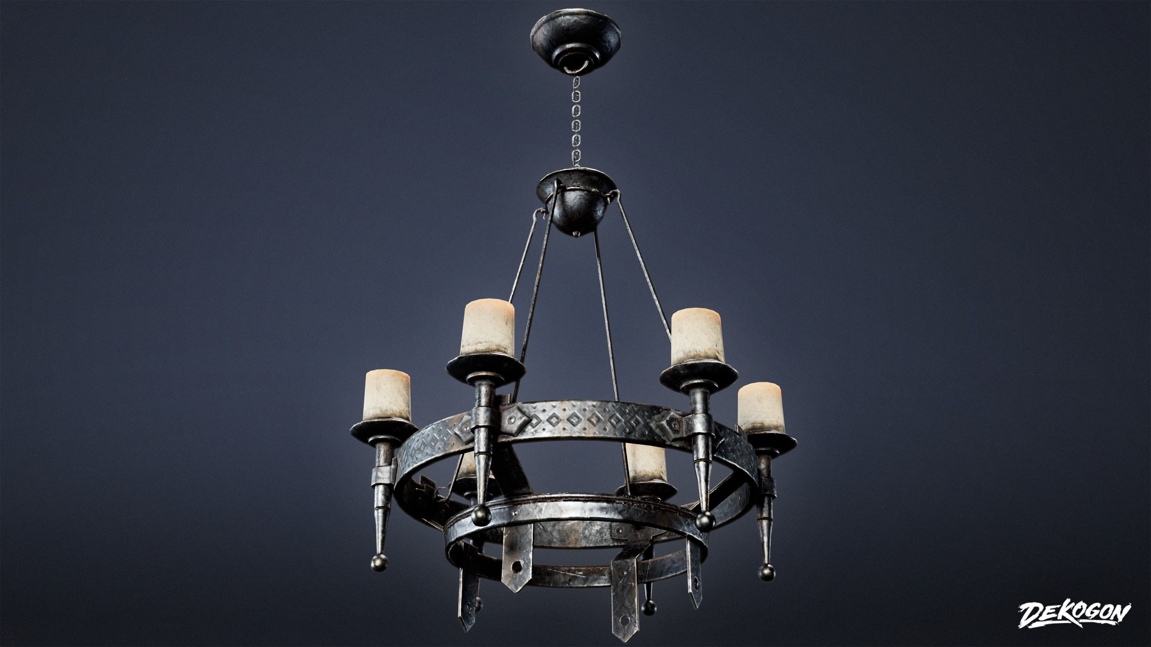 MEDIEVAL - Chandelier 02 - LOW POLY Low-poly 3D model_3