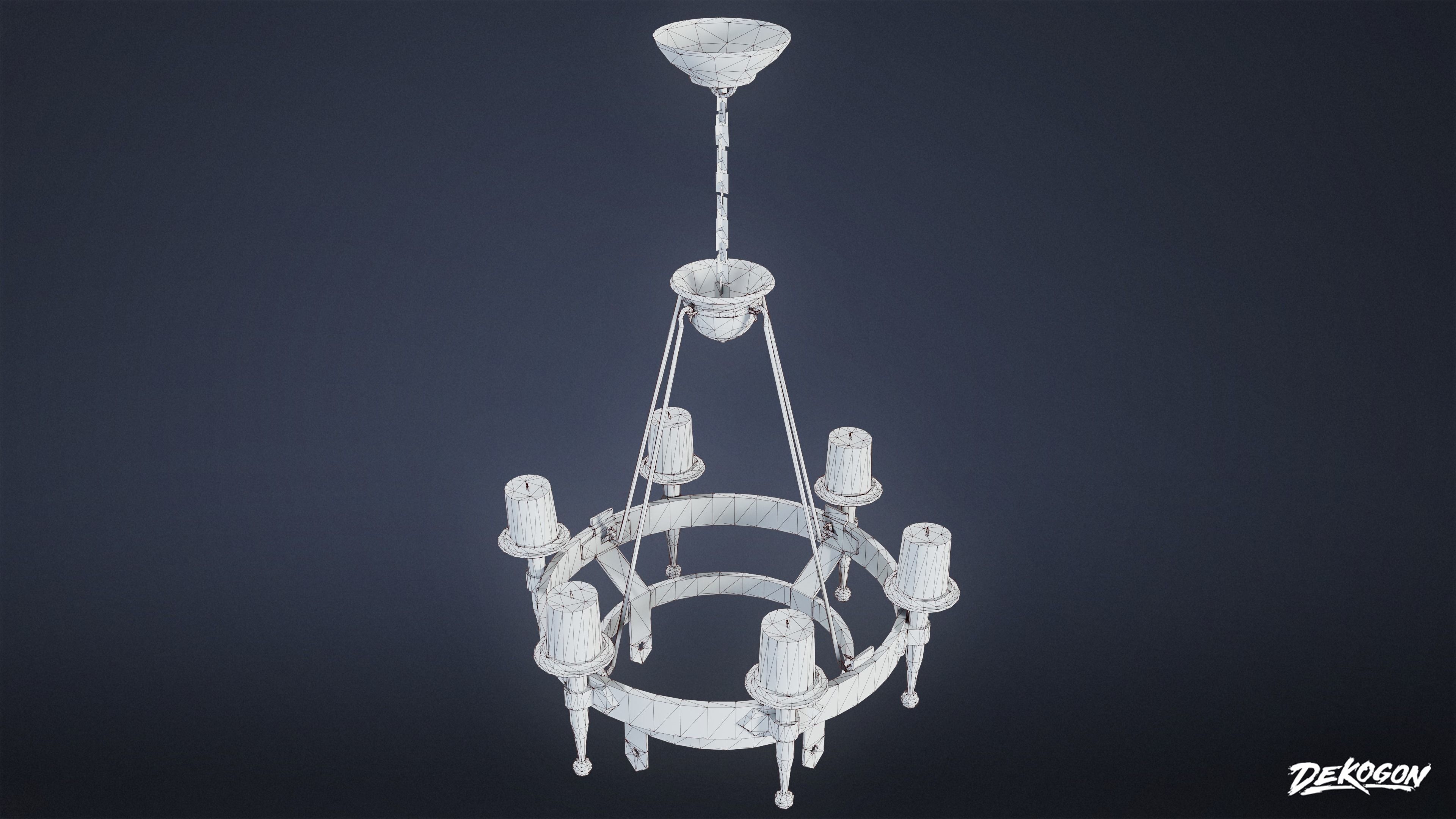 MEDIEVAL - Chandelier 02 - LOW POLY Low-poly 3D model_8