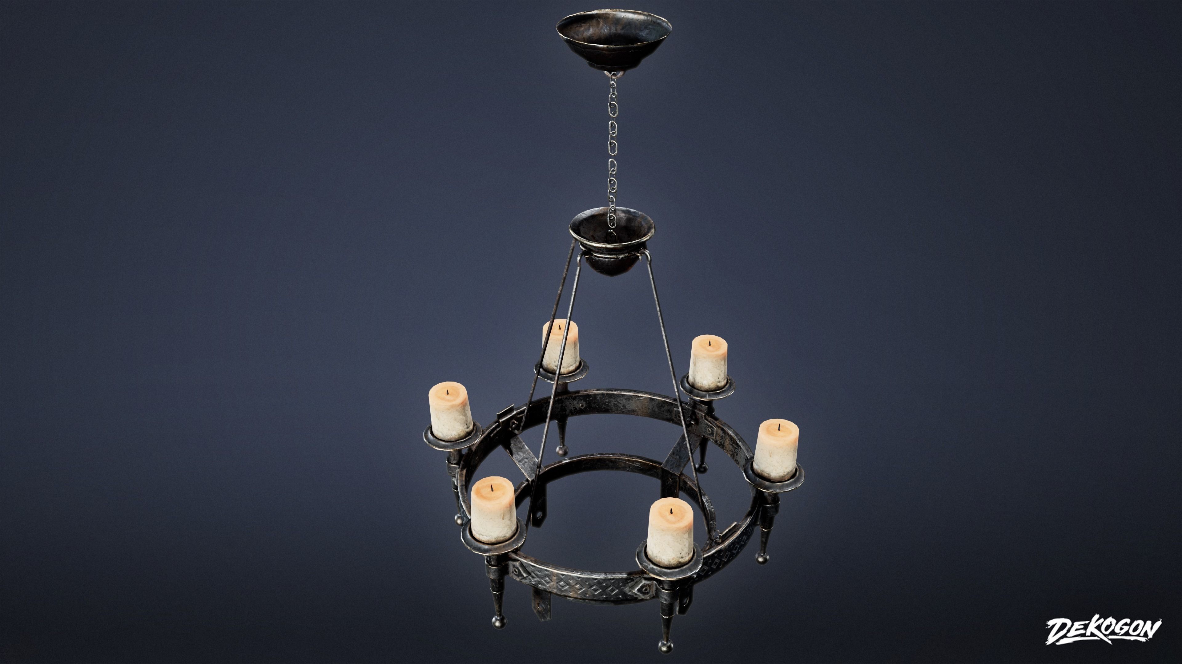 MEDIEVAL - Chandelier 02 - LOW POLY Low-poly 3D model_5