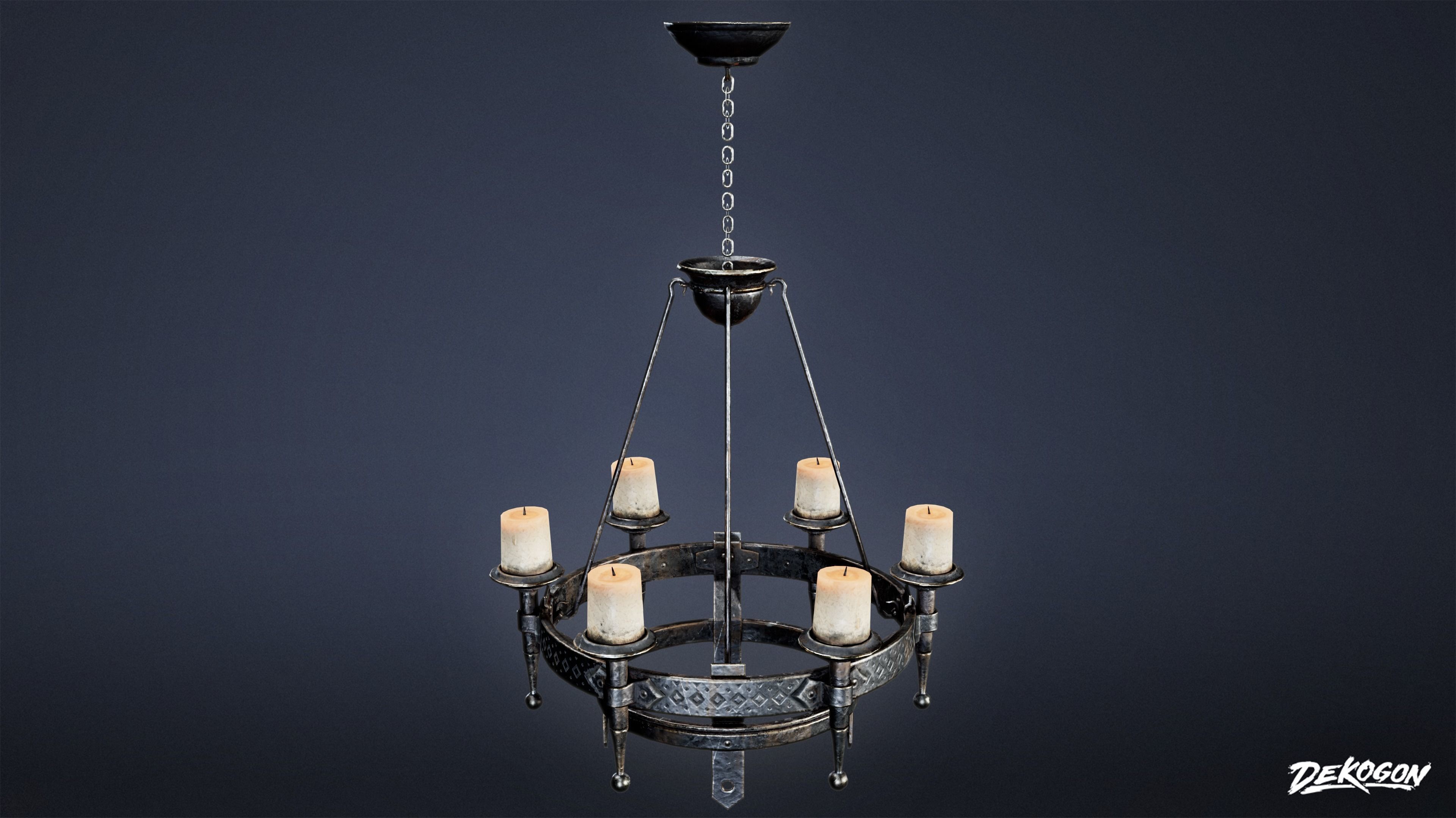 MEDIEVAL - Chandelier 02 - LOW POLY Low-poly 3D model_1