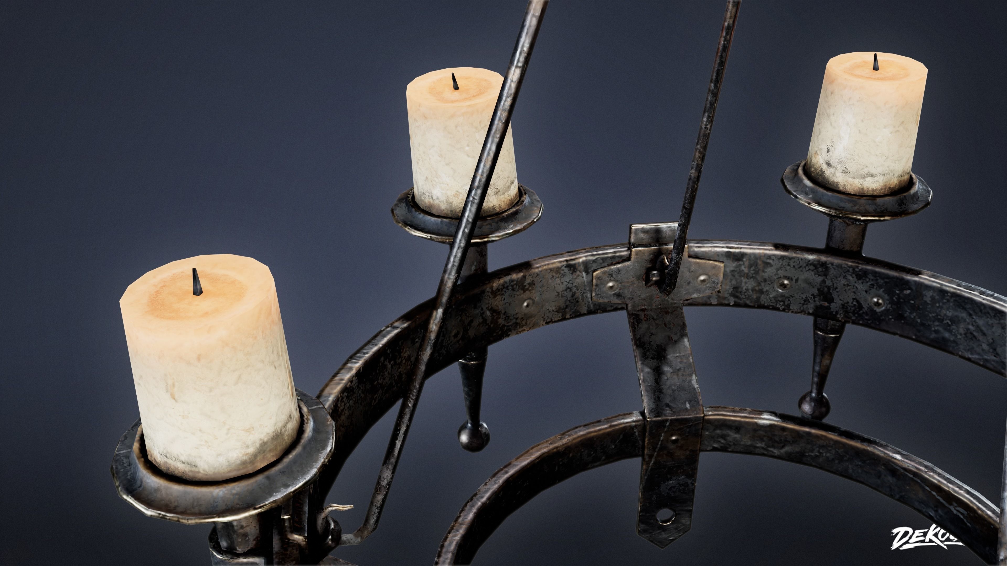 MEDIEVAL - Chandelier 02 - LOW POLY Low-poly 3D model_6