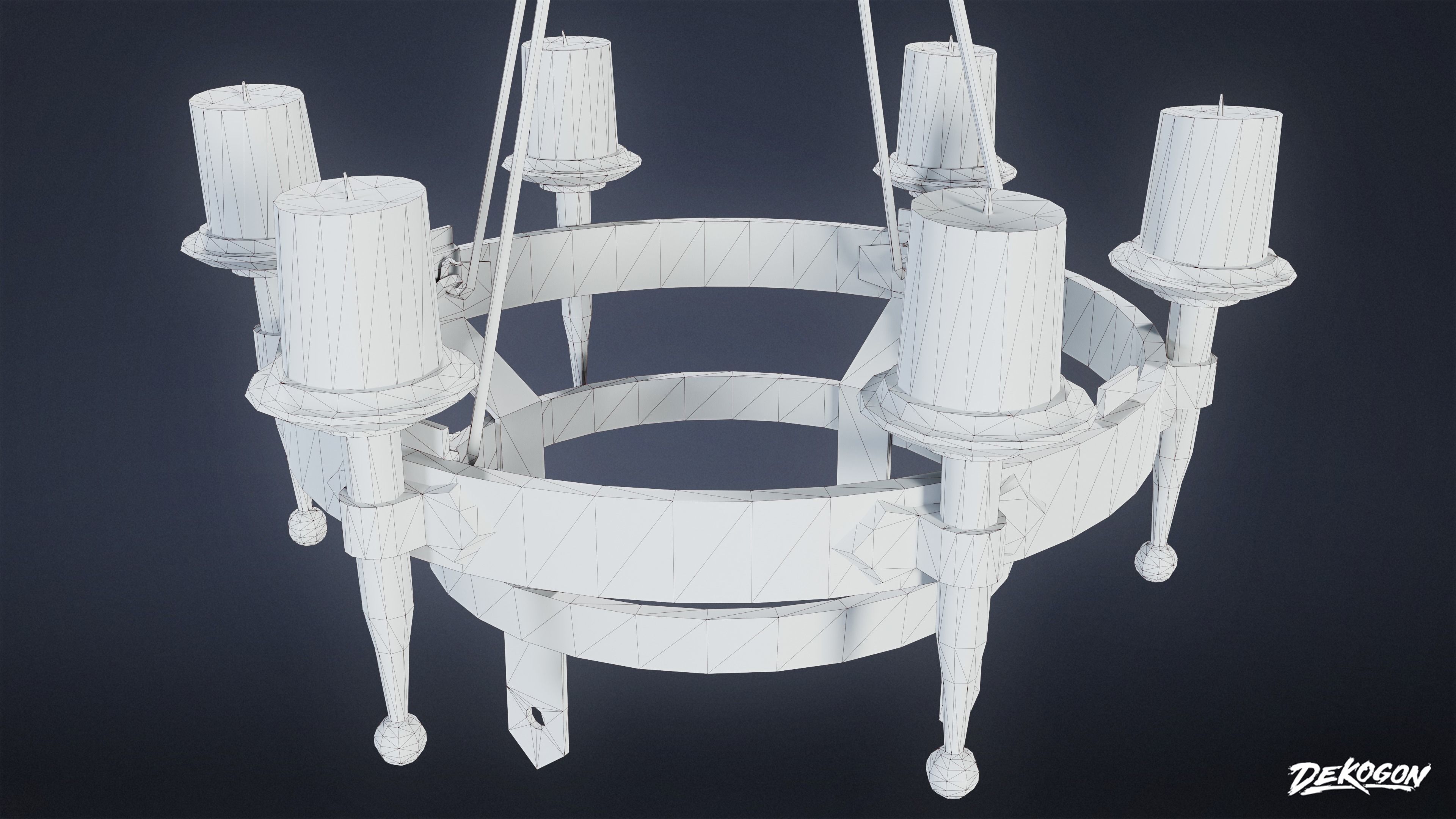 MEDIEVAL - Chandelier 02 - LOW POLY Low-poly 3D model_9