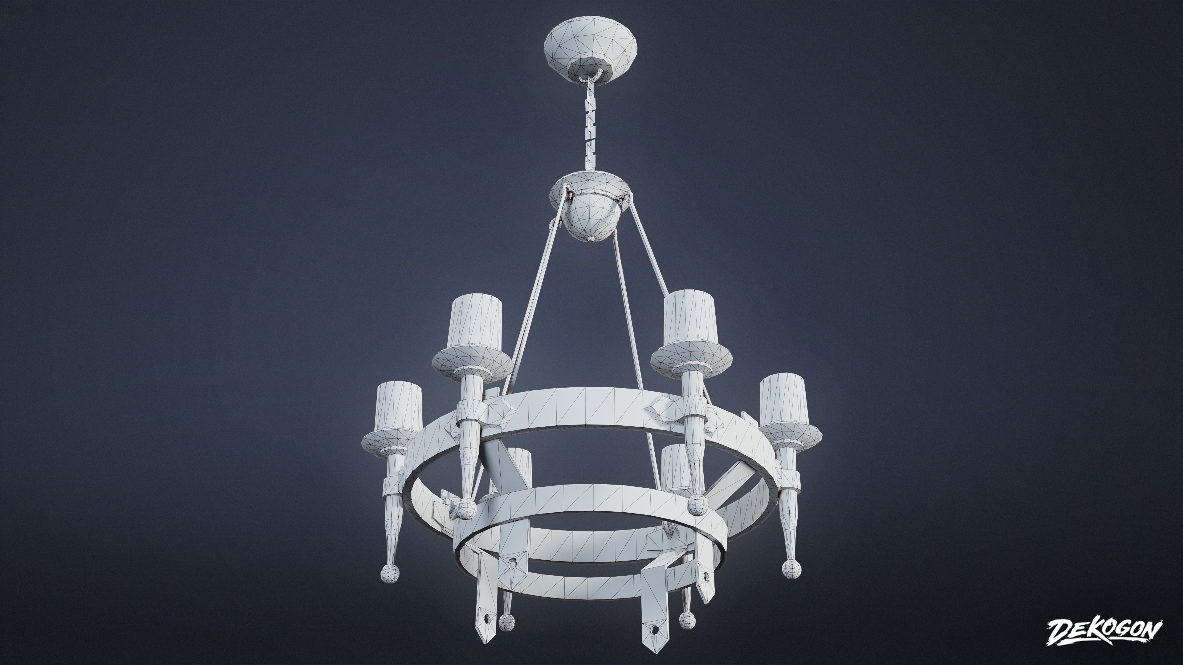 MEDIEVAL - Chandelier 02 - LOW POLY Low-poly 3D model_7