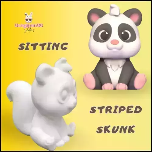Sitting Striped Skunk 3D print model