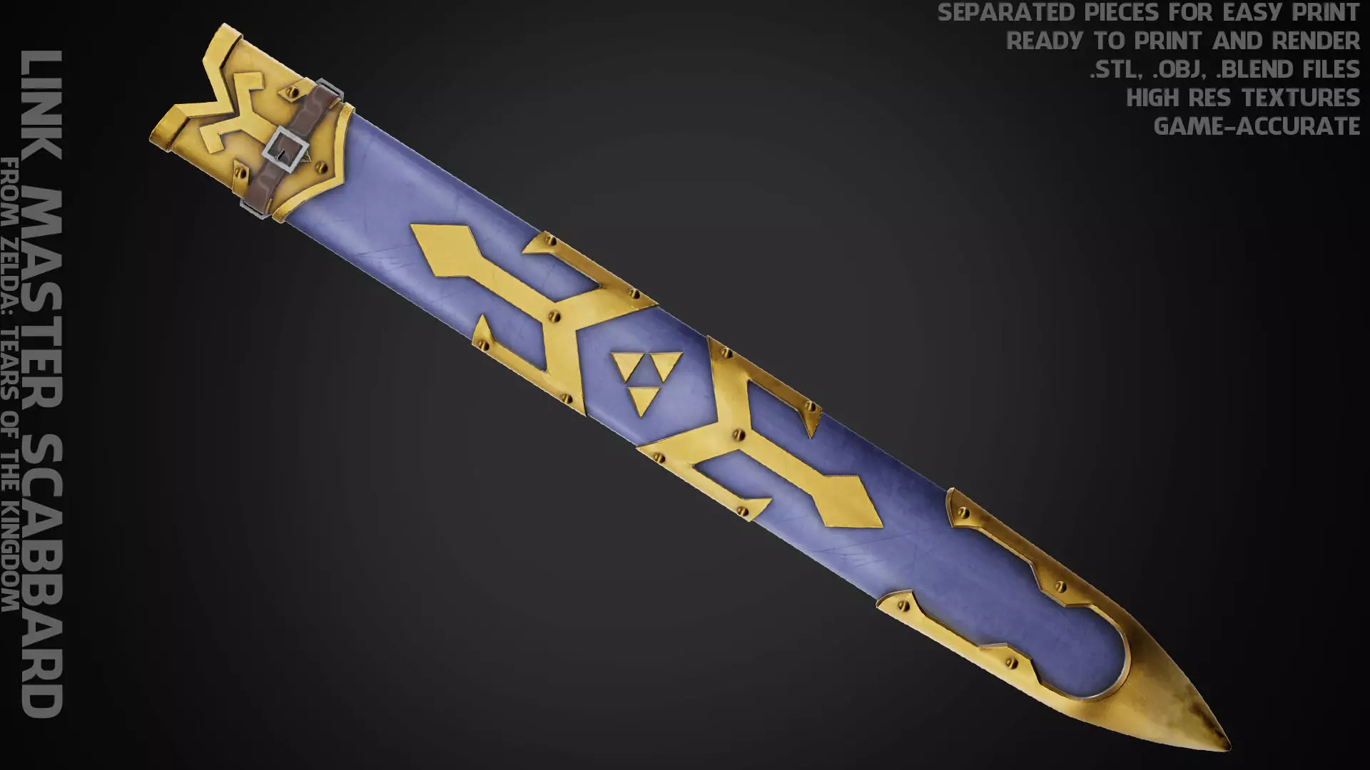 Zelda Tears of the Kingdom Link Master Scabbard for Cosplay 3D print model_0