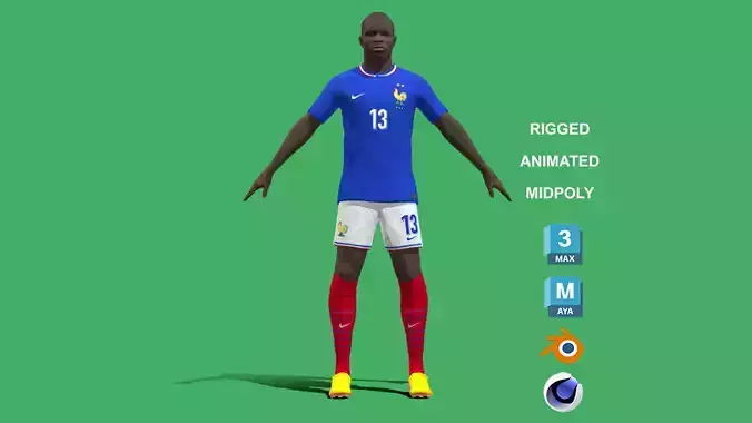 3D Rigged NGolo Kante France Euro 2024 3D model