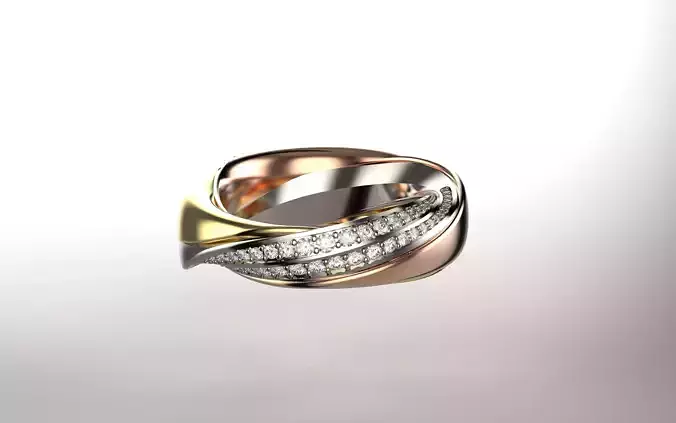 Trinity Ring half-paved Transformer with diamond 