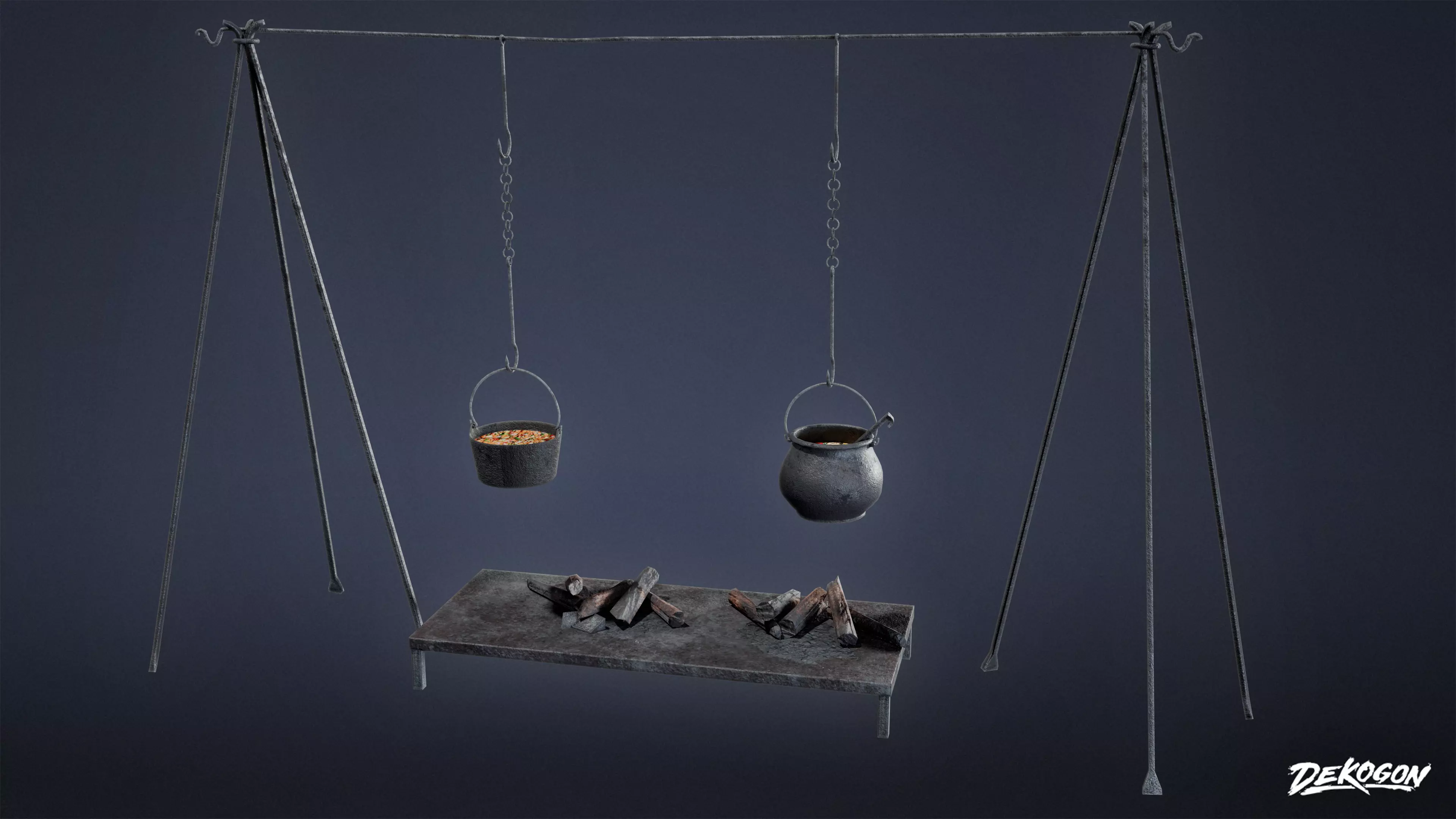 MEDIEVAL - Cooking Station 01 - LOW POLY Low-poly 3D model_0