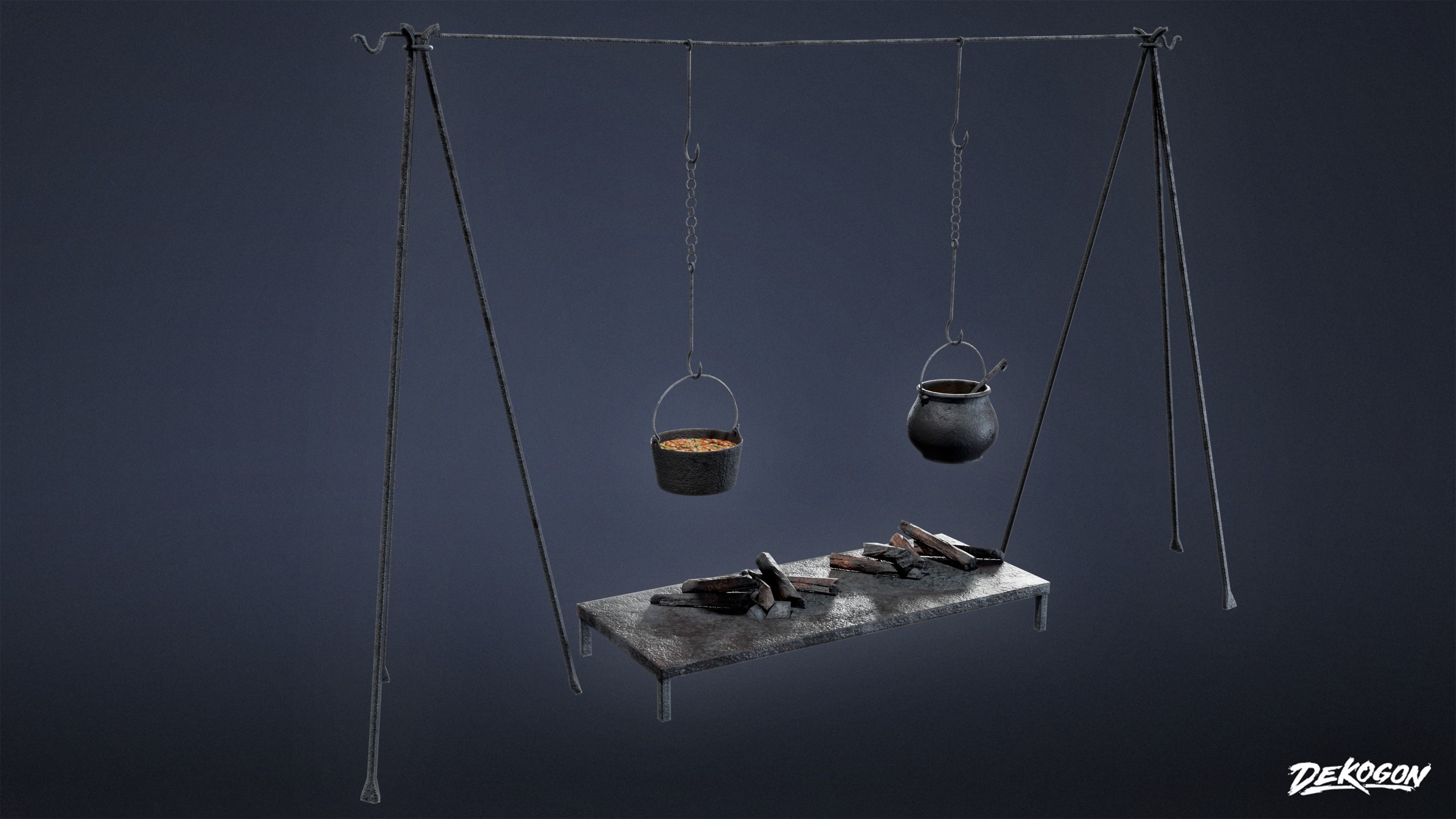 MEDIEVAL - Cooking Station 01 - LOW POLY Low-poly 3D model_2