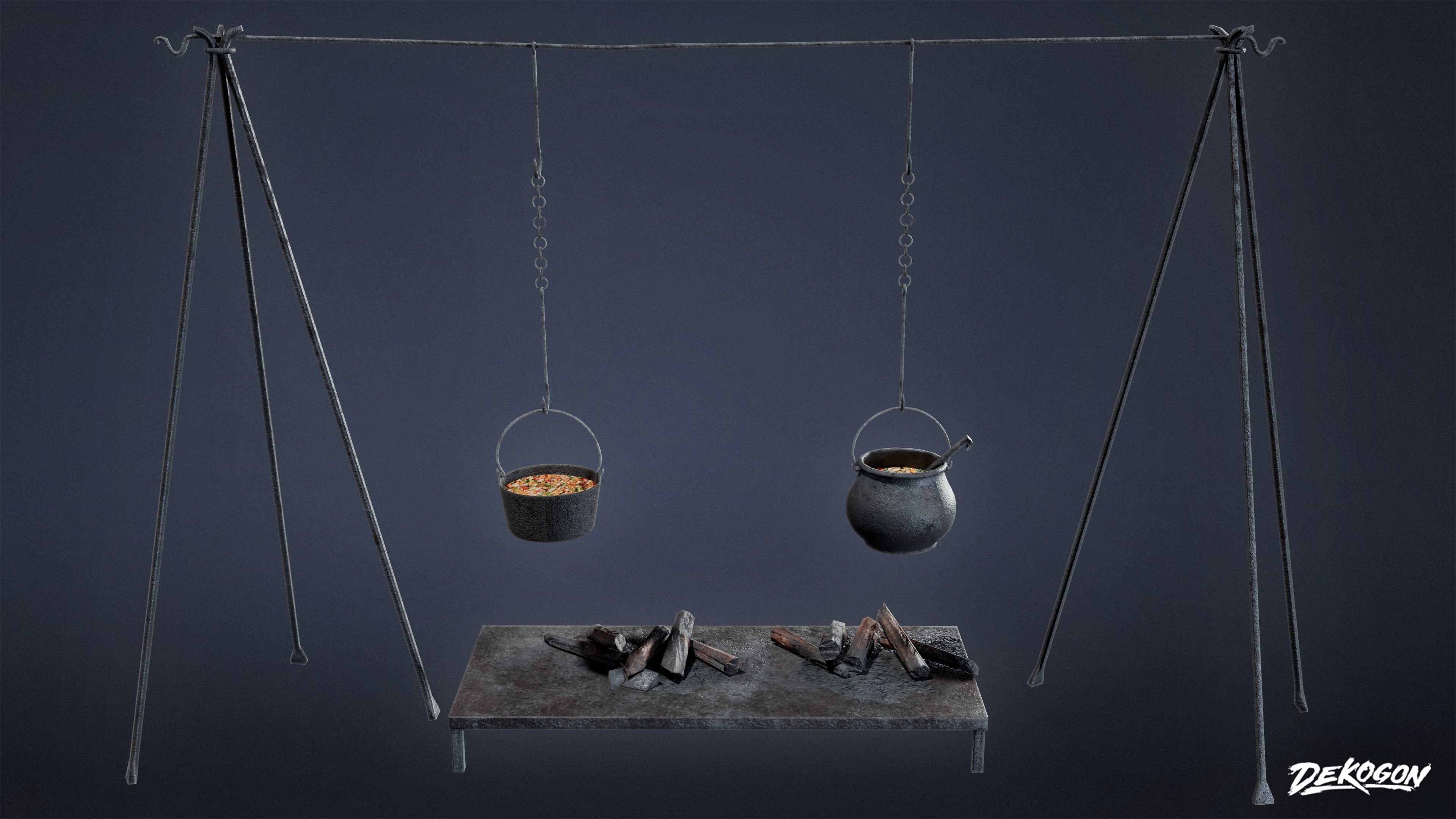 MEDIEVAL - Cooking Station 01 - LOW POLY Low-poly 3D model_1