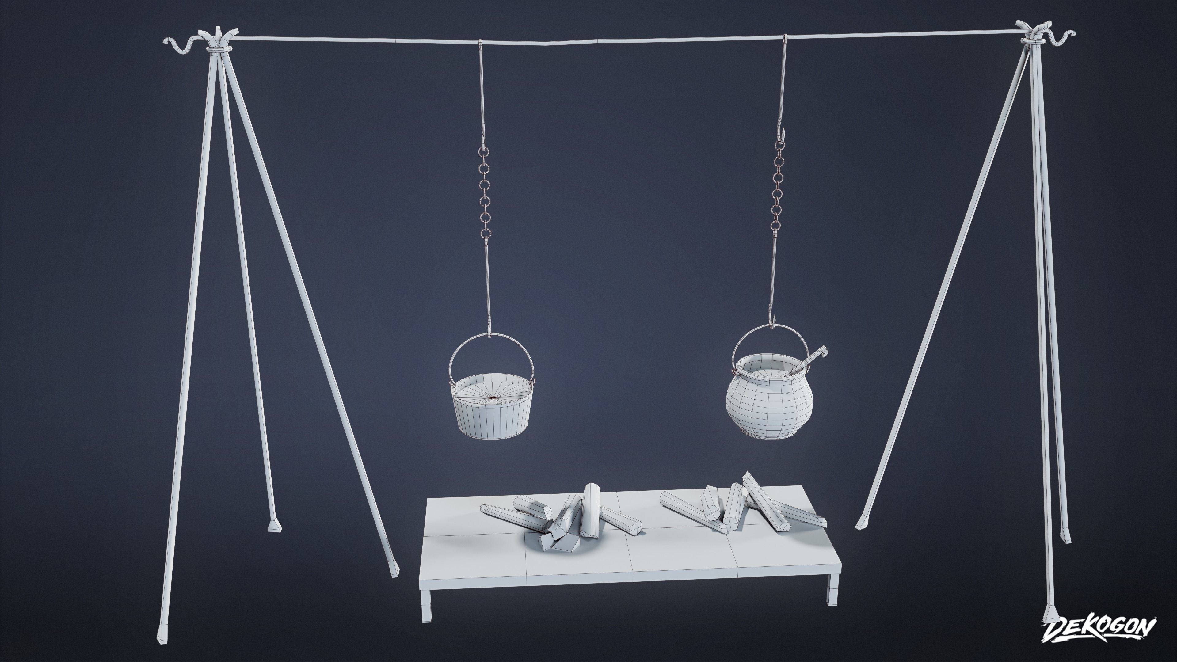 MEDIEVAL - Cooking Station 01 - LOW POLY Low-poly 3D model_8