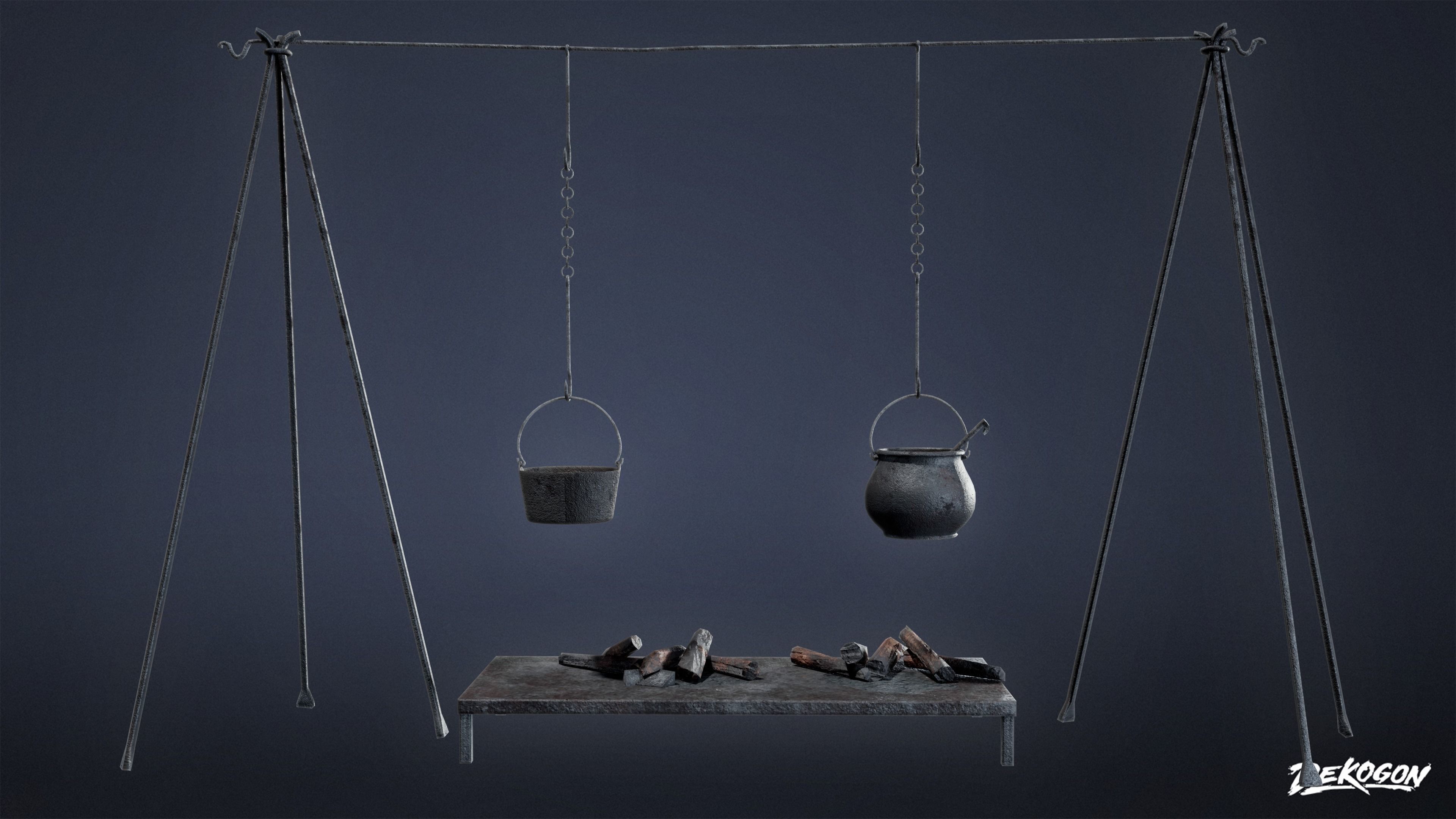 MEDIEVAL - Cooking Station 01 - LOW POLY Low-poly 3D model_3