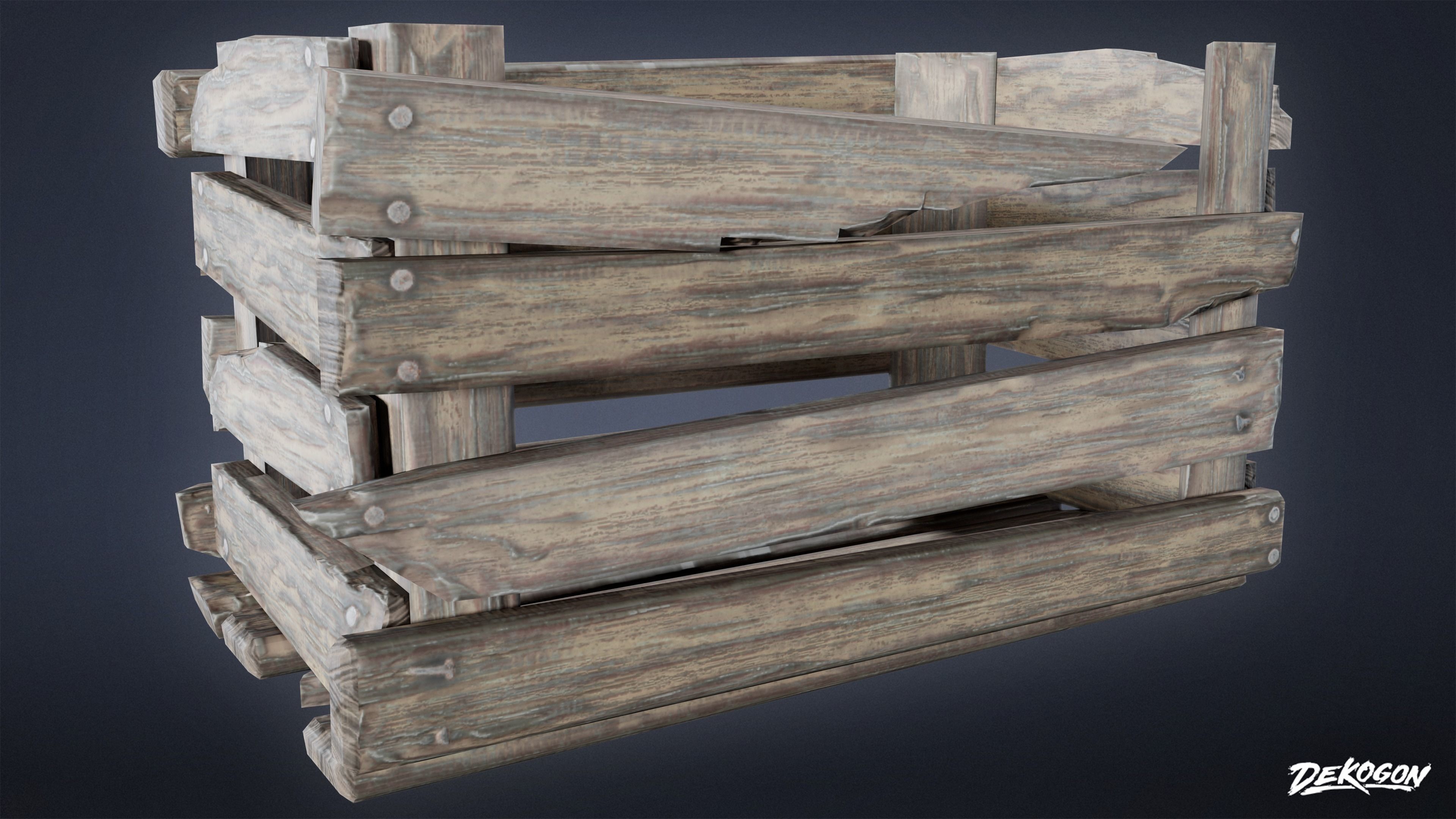 MEDIEVAL - Crate 01 - LOW POLY Low-poly 3D model_3