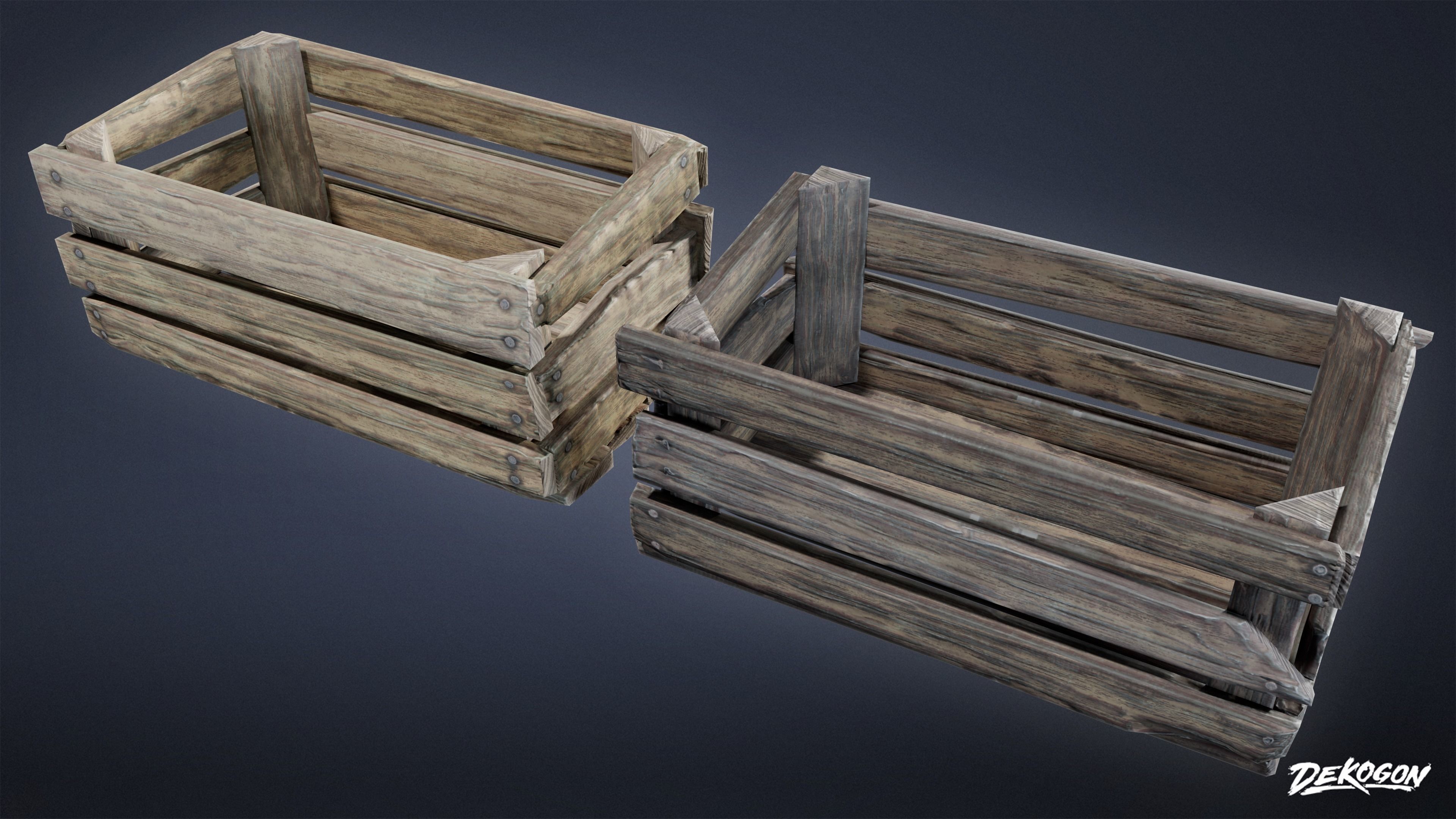 MEDIEVAL - Crate 01 - LOW POLY Low-poly 3D model_9