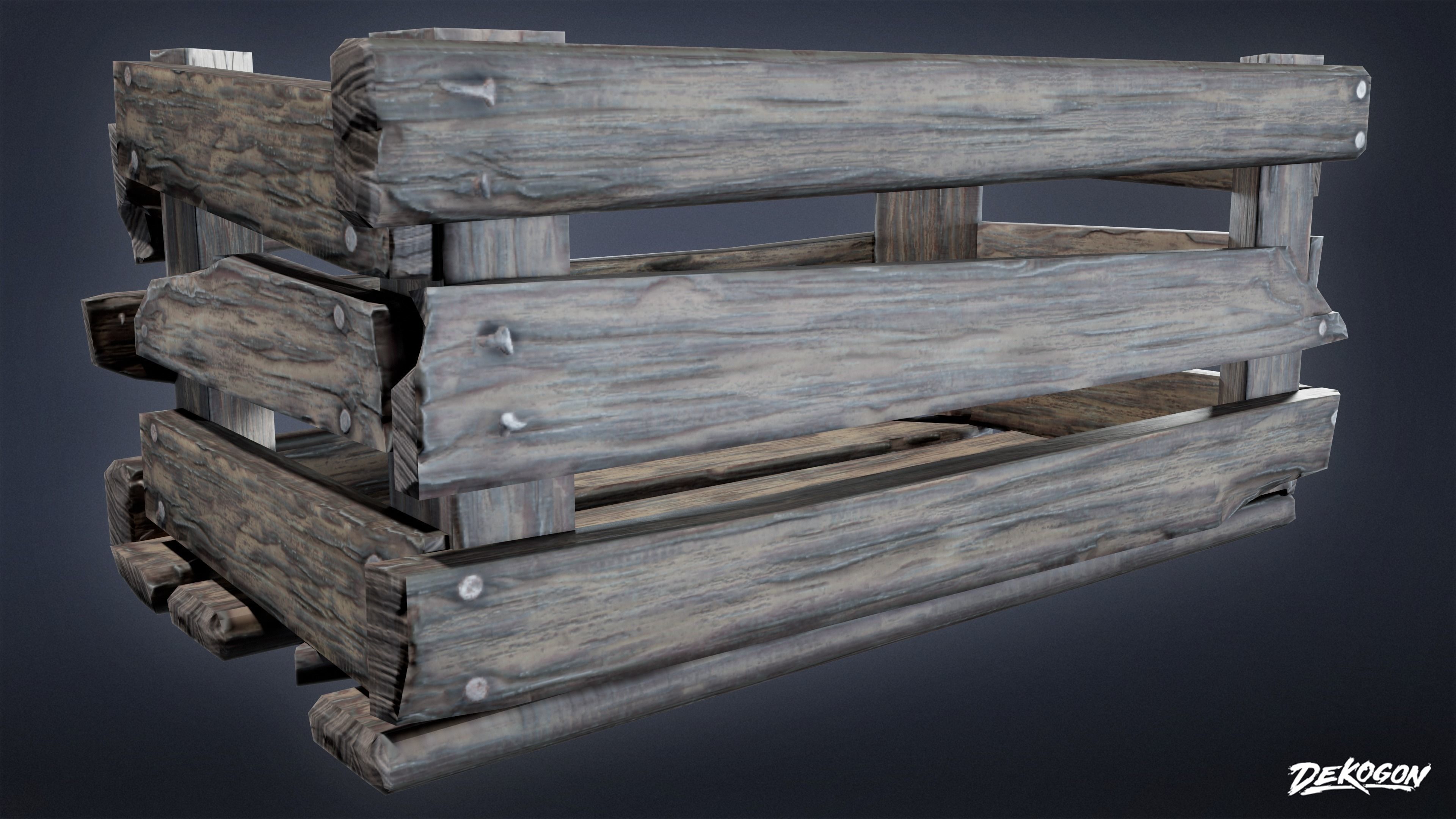 MEDIEVAL - Crate 01 - LOW POLY Low-poly 3D model_11