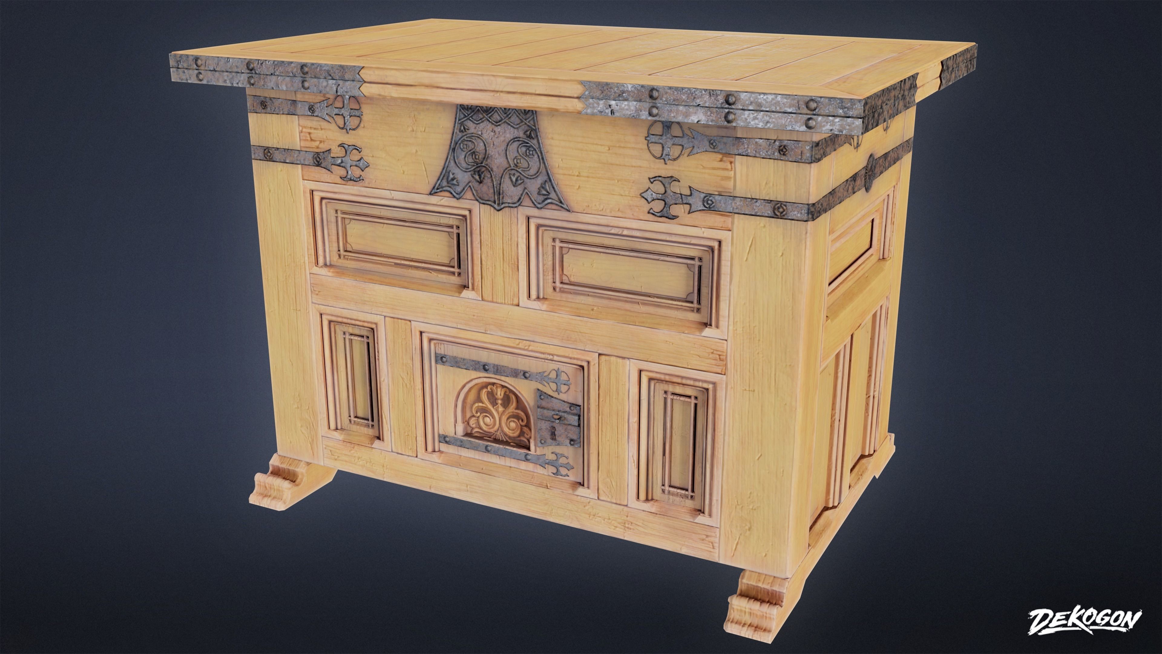 MEDIEVAL - Display Table 01 - LOW POLY Low-poly 3D model_3