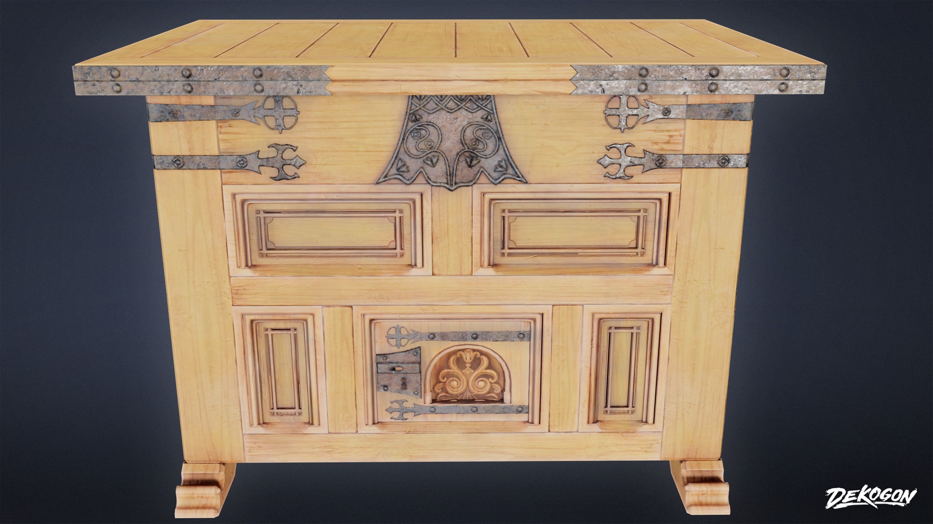 MEDIEVAL - Display Table 01 - LOW POLY Low-poly 3D model_1