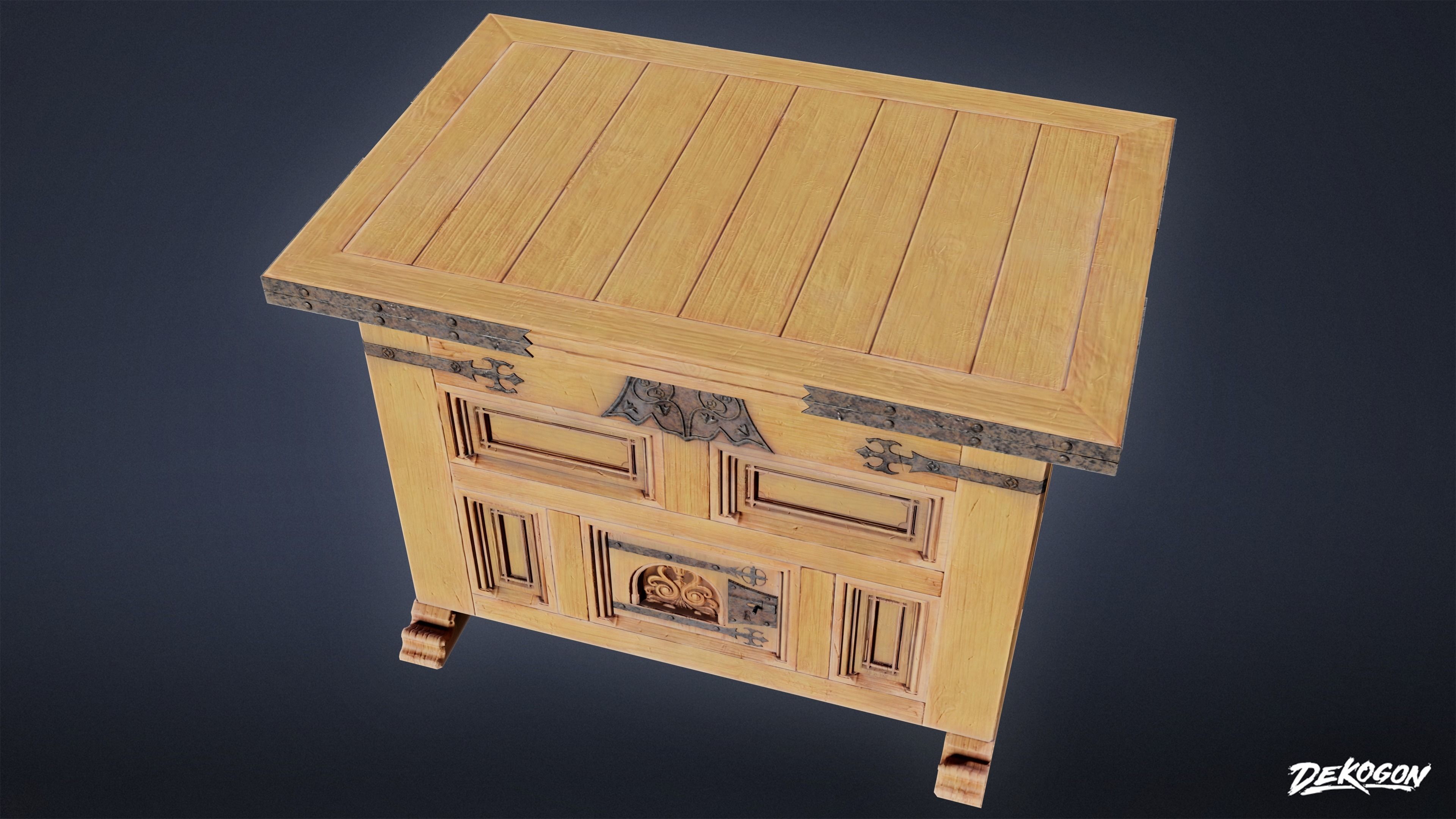 MEDIEVAL - Display Table 01 - LOW POLY Low-poly 3D model_4
