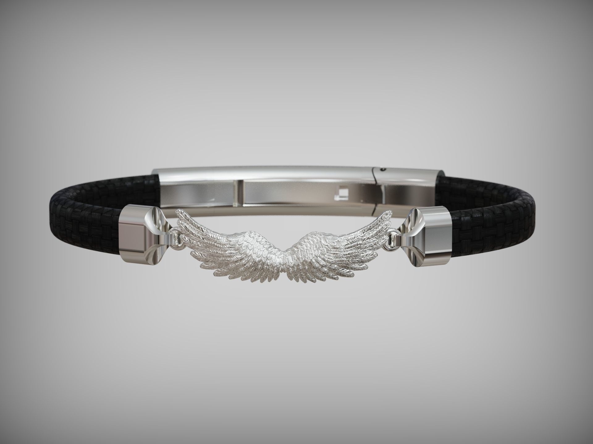 Bracelet armband wings feather charm cord 3D print model_3