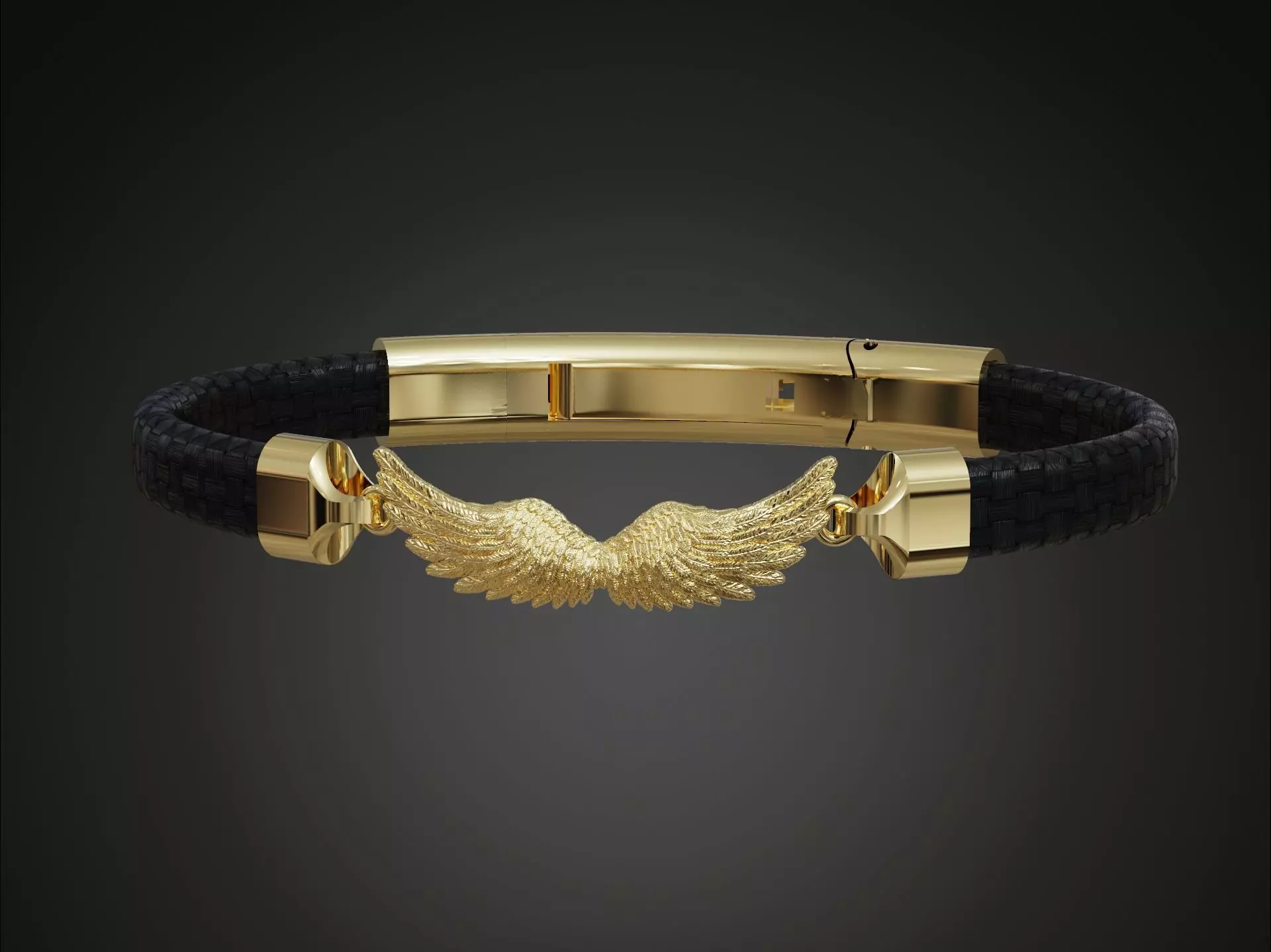 Bracelet armband wings feather charm cord 3D print model_0