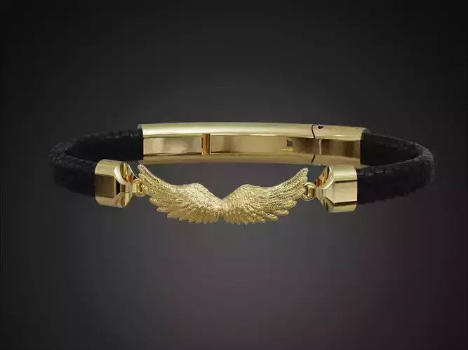 Bracelet armband wings feather charm cord 3D print model