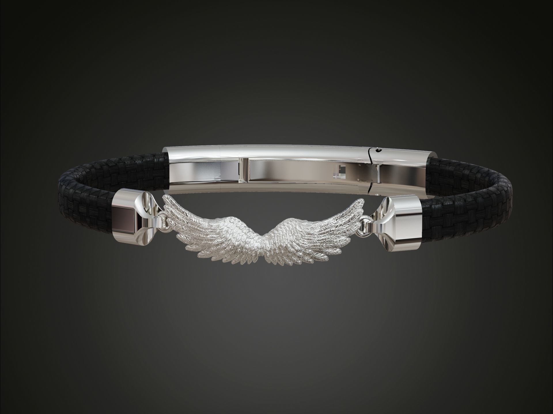 Bracelet armband wings feather charm cord 3D print model_1
