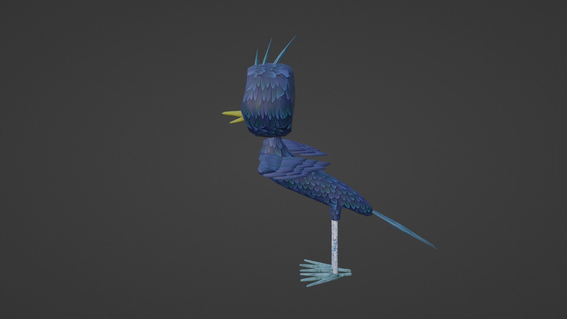 Blue bird Low-poly 3D model_1