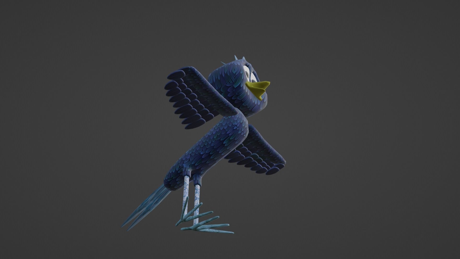 Blue bird Low-poly 3D model_3