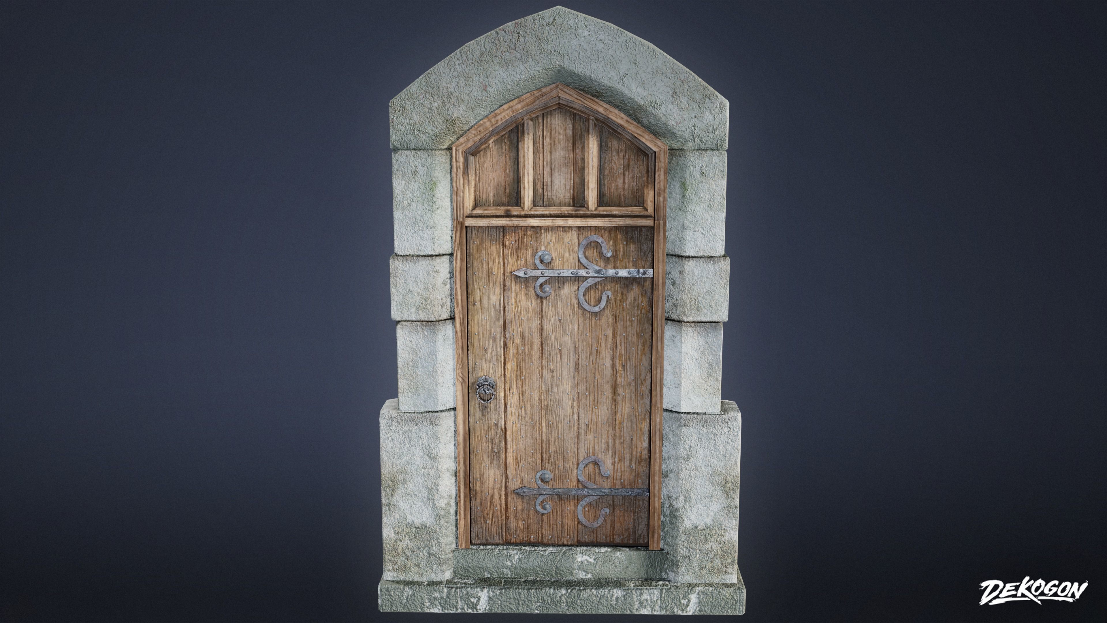 MEDIEVAL - Door 04 - LOW POLY Low-poly 3D model_1