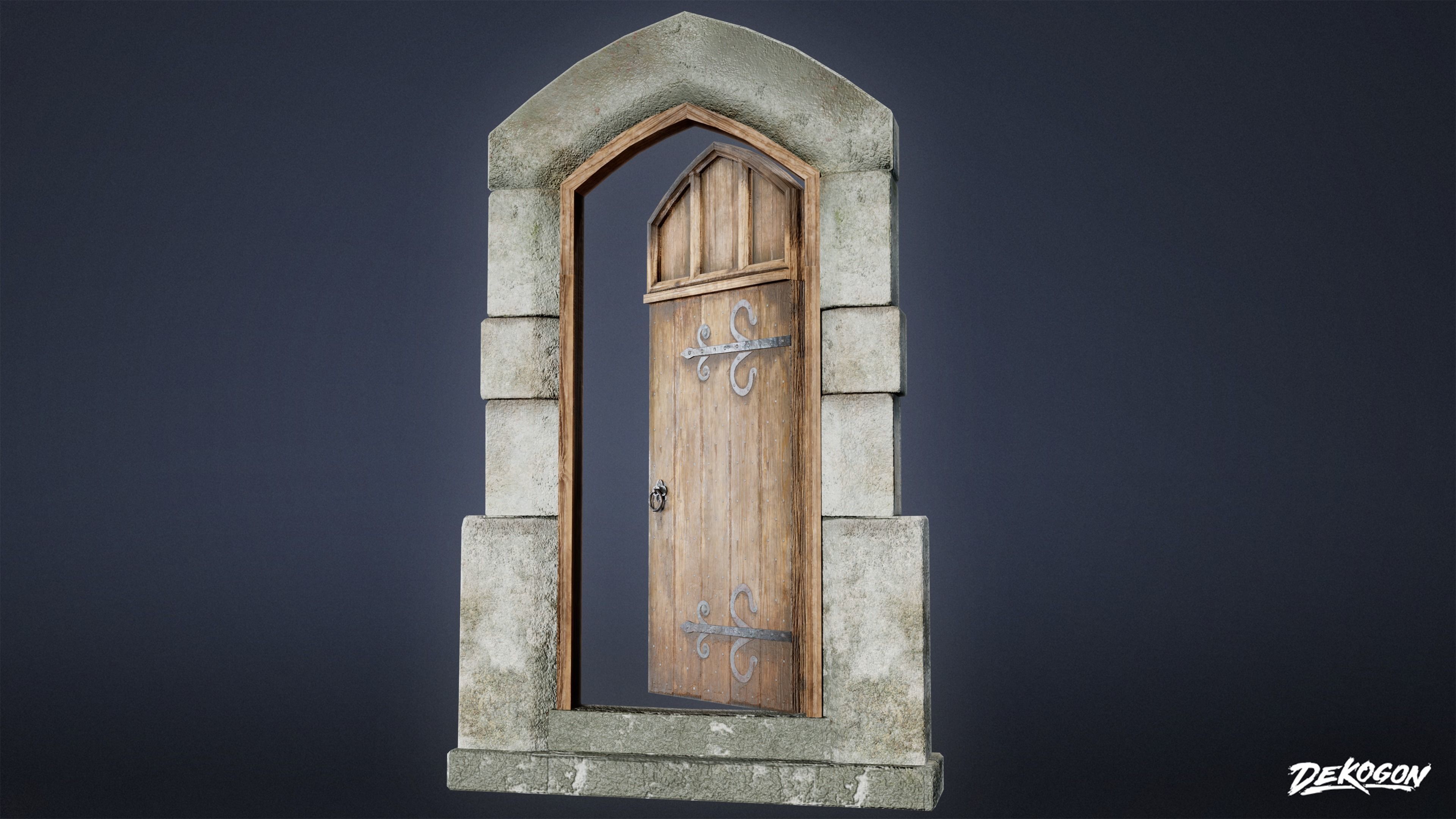 MEDIEVAL - Door 04 - LOW POLY Low-poly 3D model_4