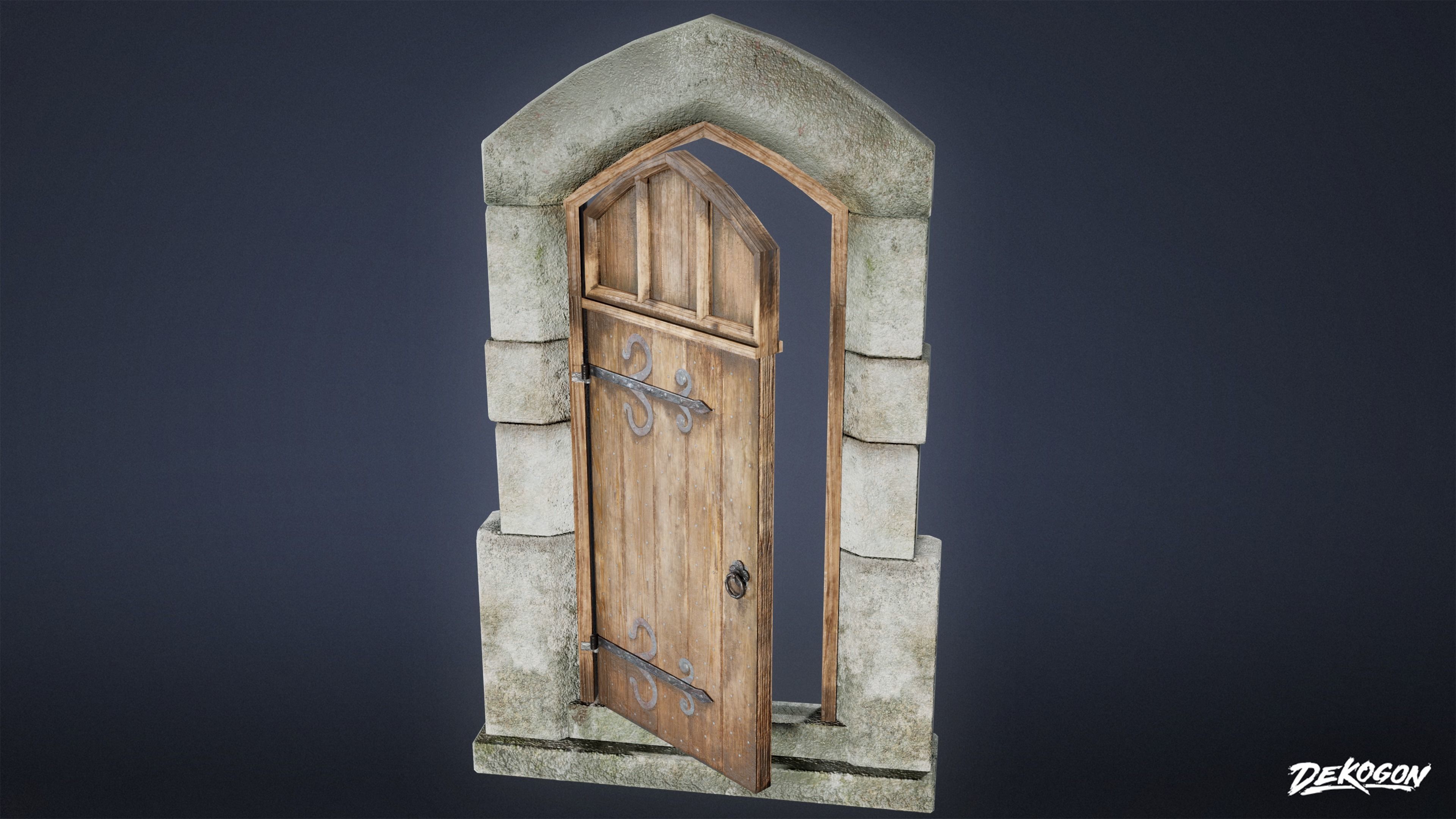 MEDIEVAL - Door 04 - LOW POLY Low-poly 3D model_6