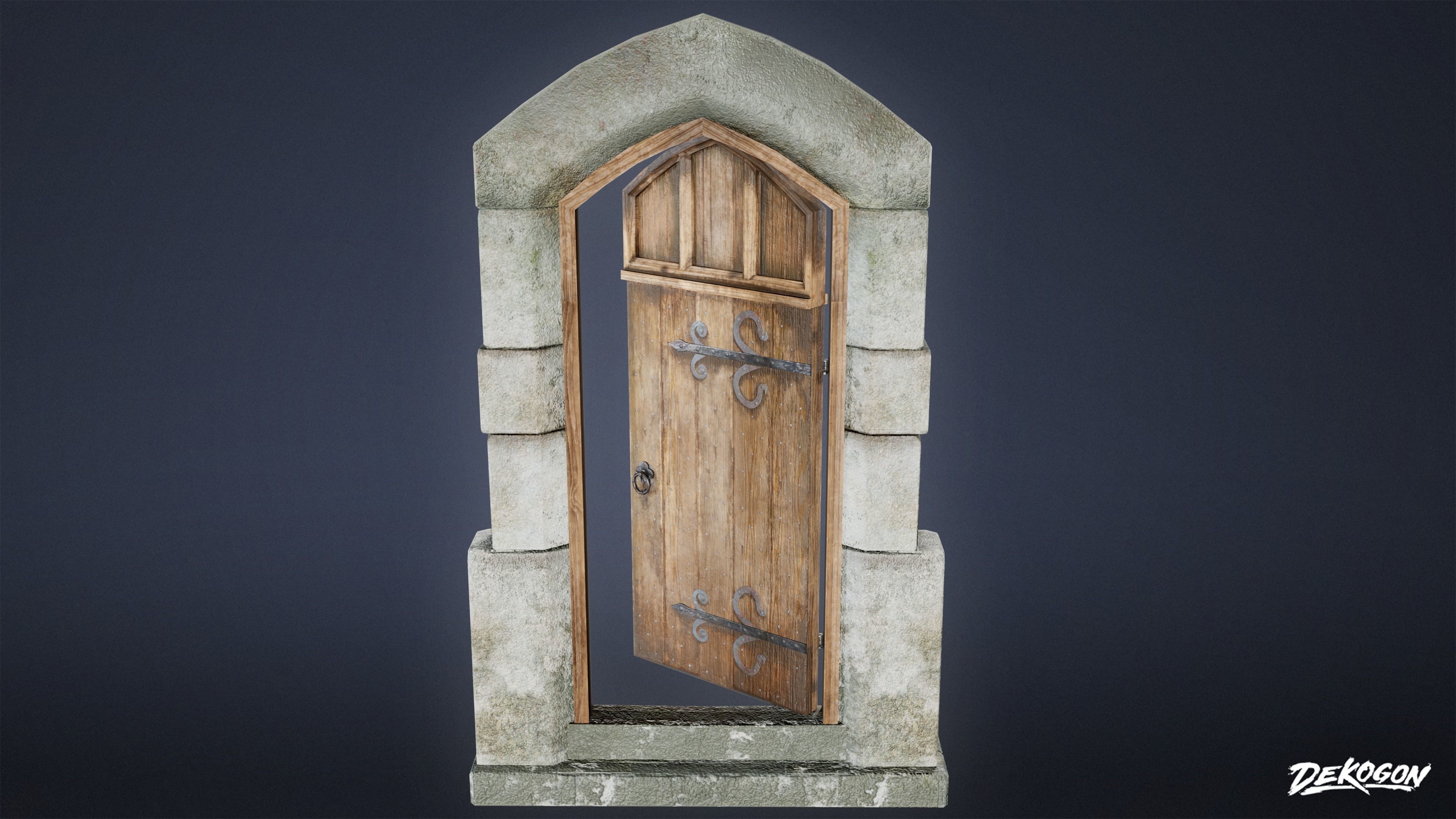 MEDIEVAL - Door 04 - LOW POLY Low-poly 3D model_5