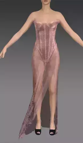 Dress corset grey pink color