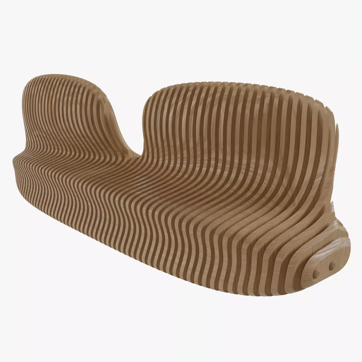 parametric wood bench 3D model_0