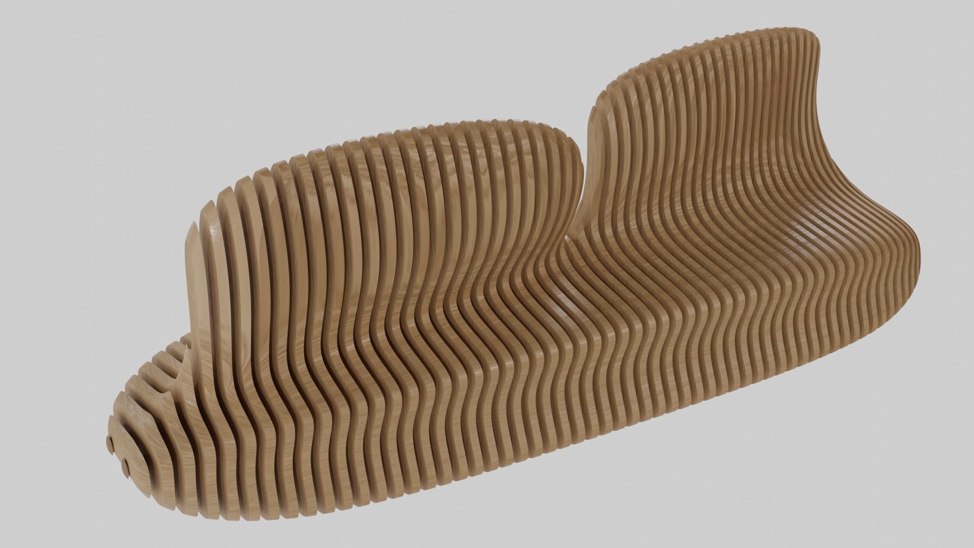 parametric wood bench 3D model_2