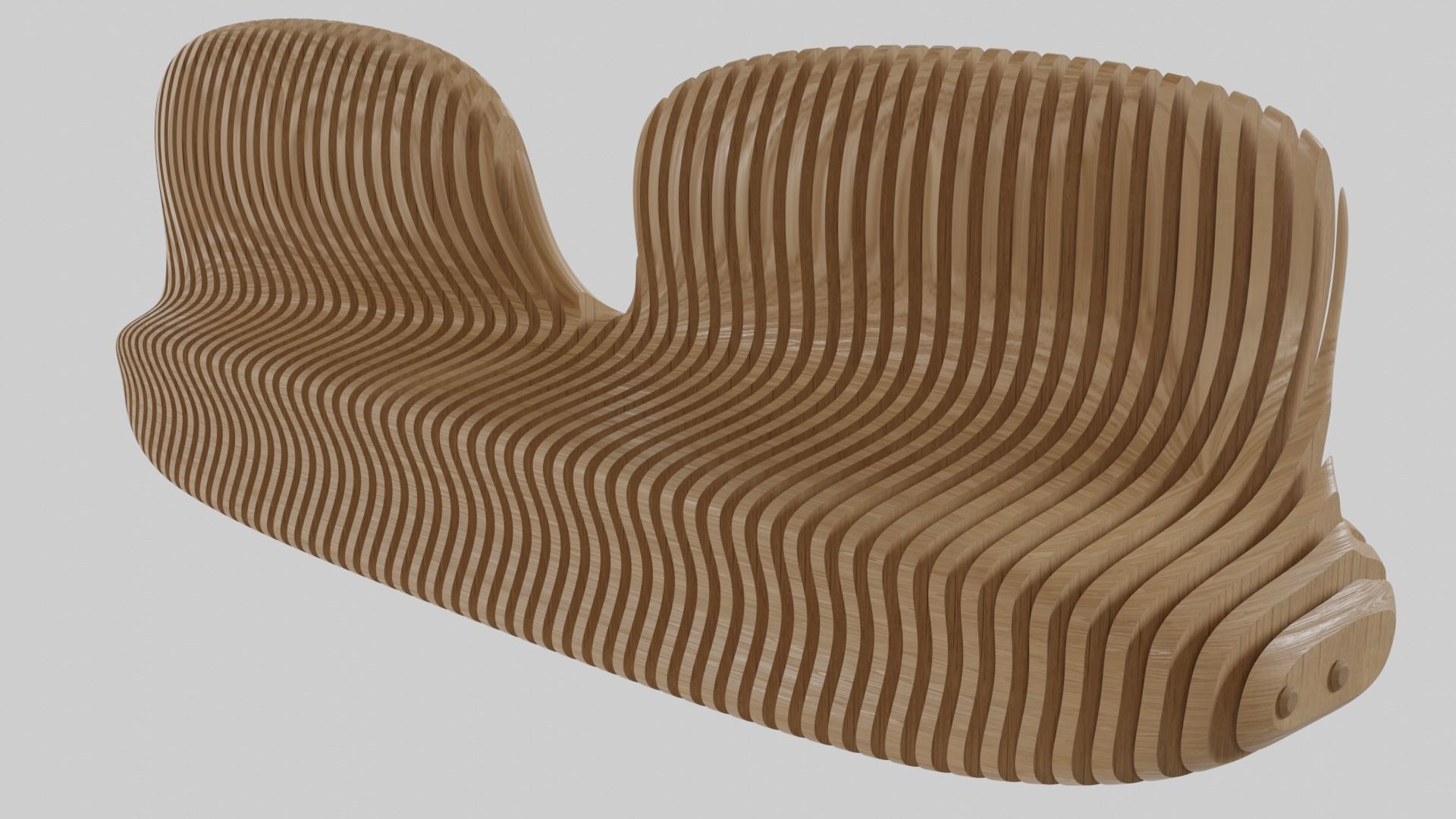 parametric wood bench 3D model_1