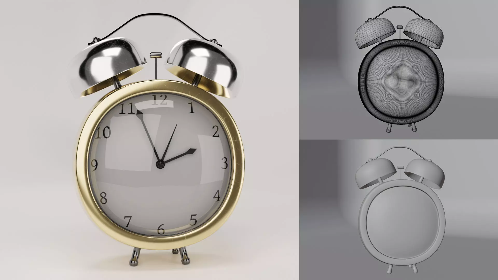 Metal Alarm Clock 3D model_0