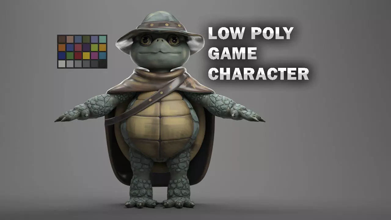 TURTLE 2 GAME READY CHARACTER LOW POLY RIGGED Low-poly 3D model_0