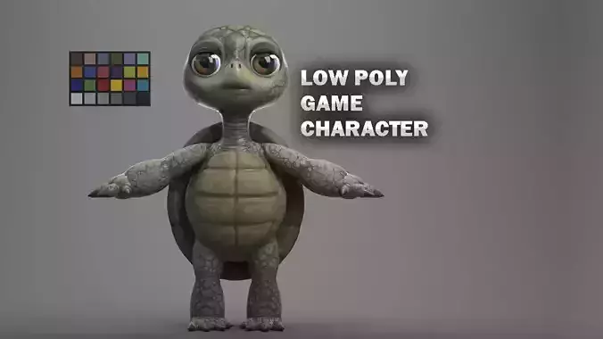 TURTLE GAME READY CHARACTER LOW POLY RIGGED Low-poly 3D model